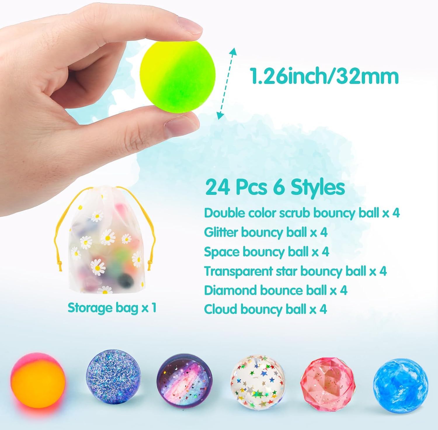 Detalle 2 de Ecoofor 32mm Bouncy Balls 24-Pack 🎲