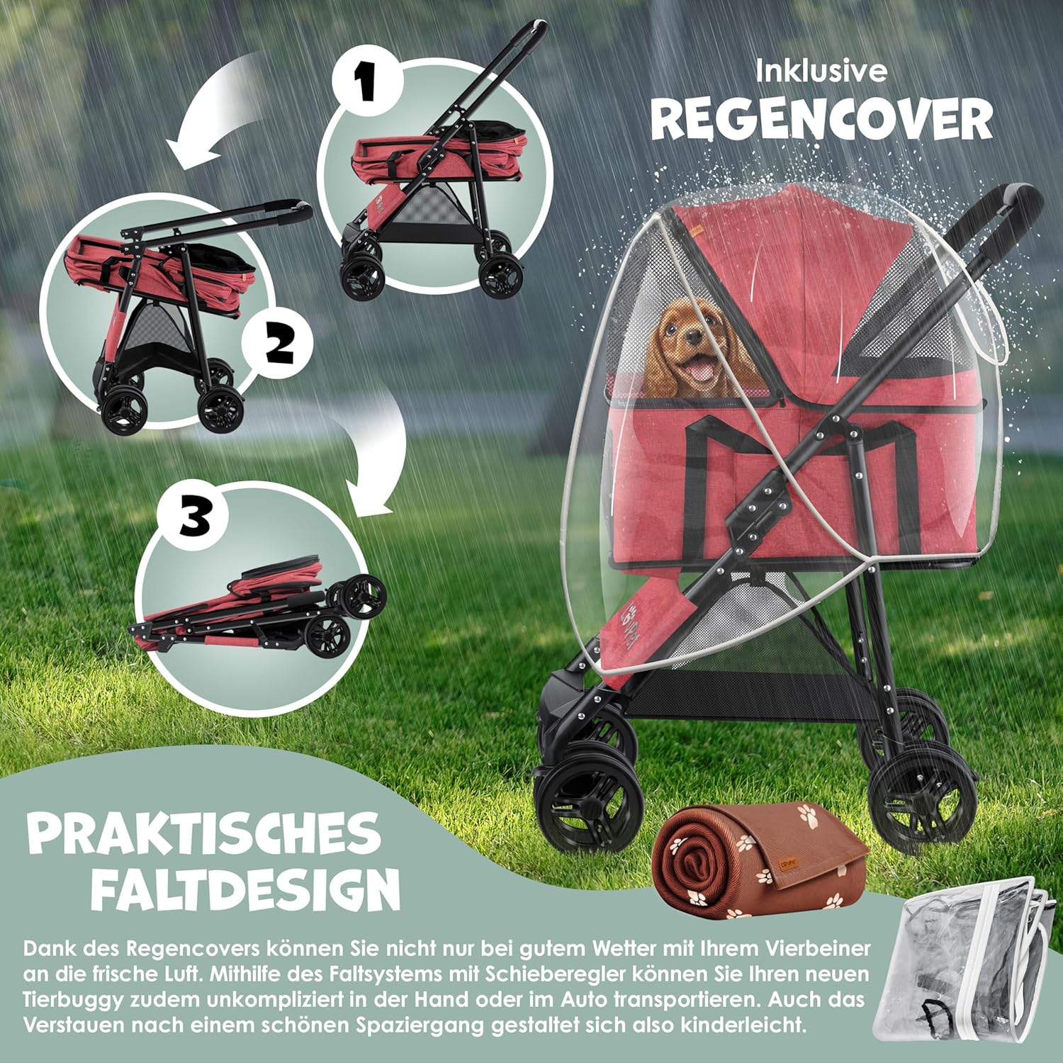 Thumbnail 5 de LOVPET® Hundewagen 2in1: Hundebuggy & faltbare Hundebox (bis 20 kg) mit 360°-Rädern