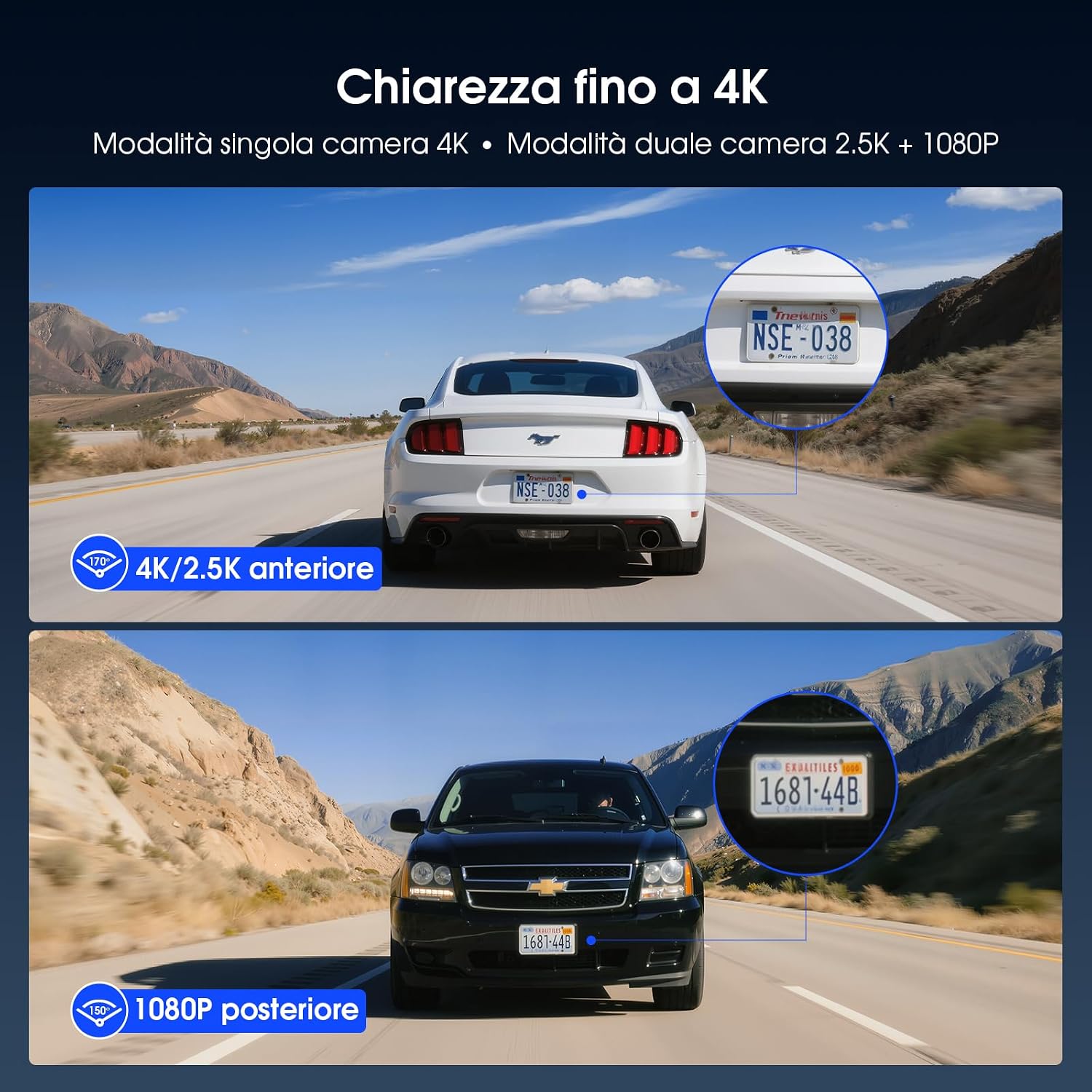 Thumbnail 2 de Avylet Dash Cam Auto 4K/2.5K+1080P con WiFi 5GHz, 64 GB e ADAS (IPS 2.8”, 170°)
