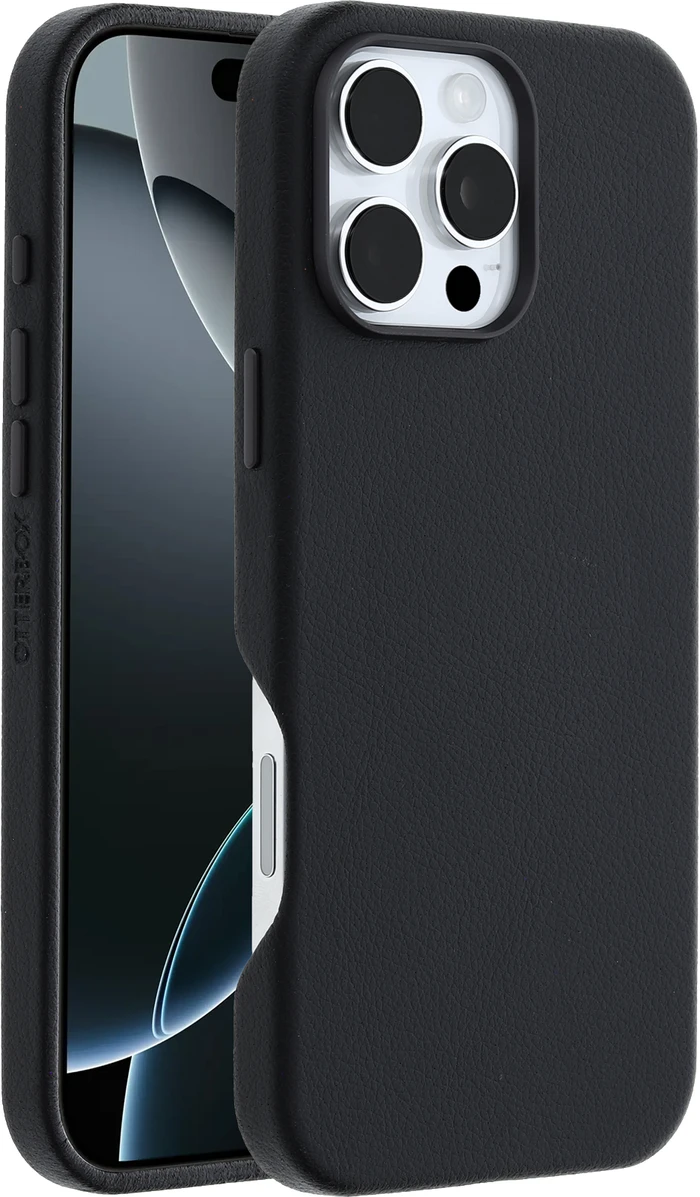 Detalle de OtterBox Symmetry Backcover mit MagSafe für iPhone 16 Pro Max (Leder, Schwarz)