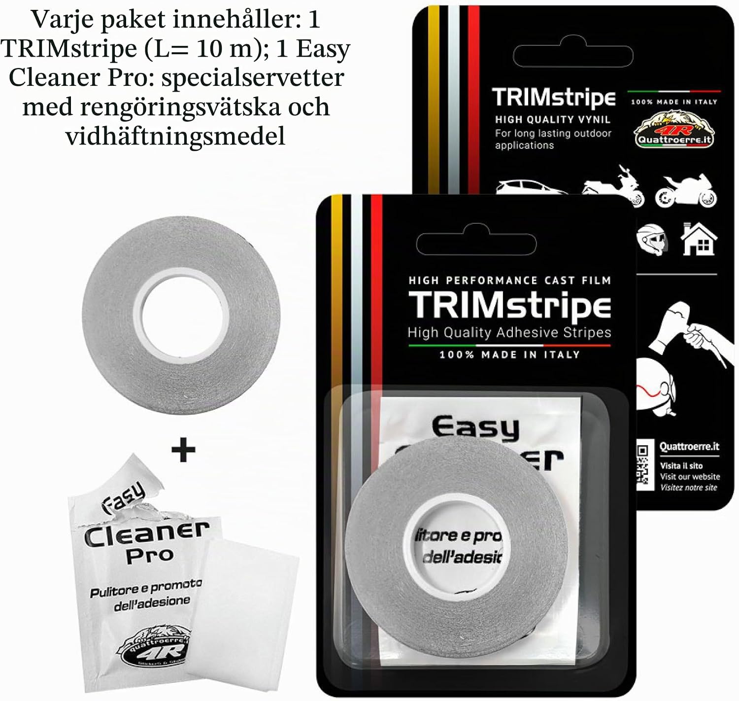 Detalle de 4R Quattroerre.it 10498 Trim Stripes – blå självhäftande vinylremsa, 10 mm x 10 m