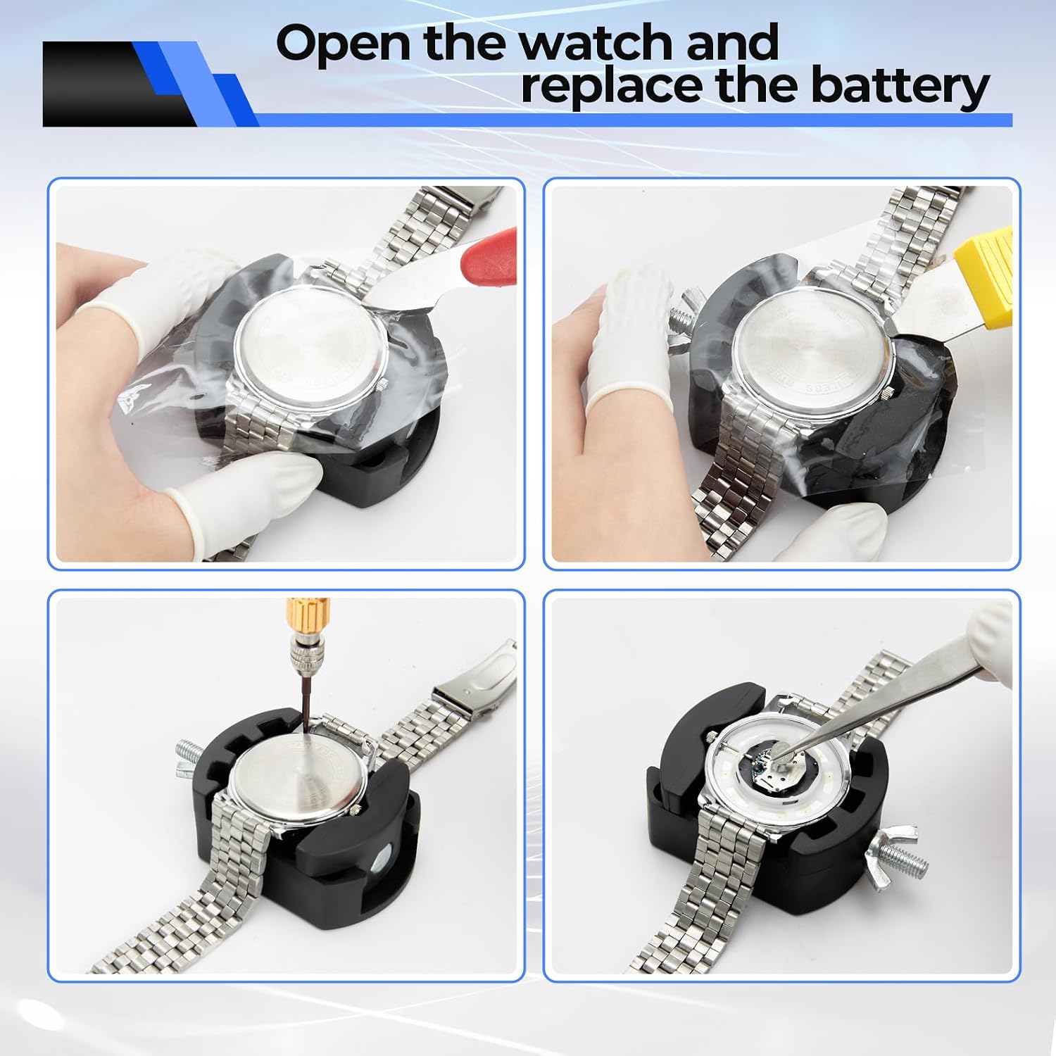 Detalle de Ohuhu 192-Piece Watch Repair Kit with Heavy-Duty Steel Tools and PU Case