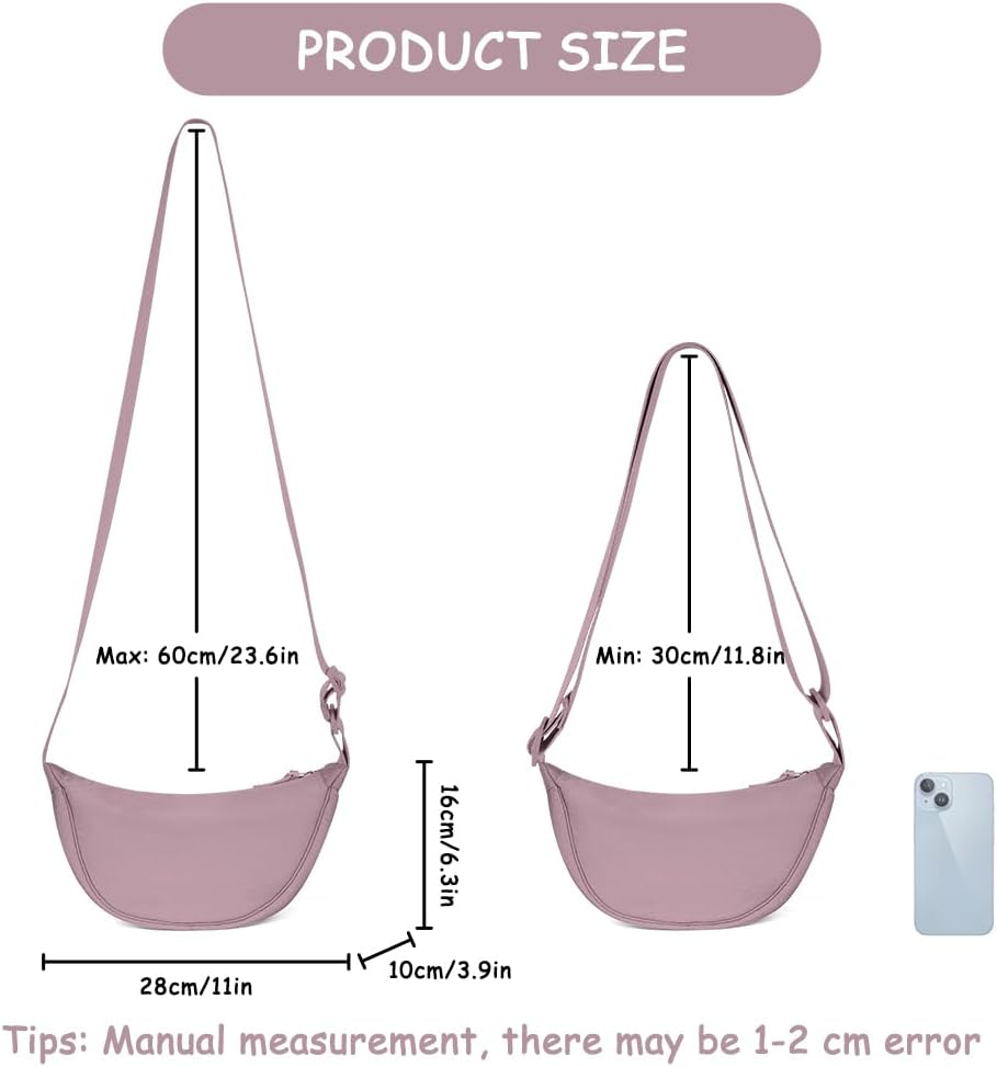Thumbnail 3 de Aucuu sac bandoulière croissant de lune pour femme, porté croisé avec bandoulière réglable