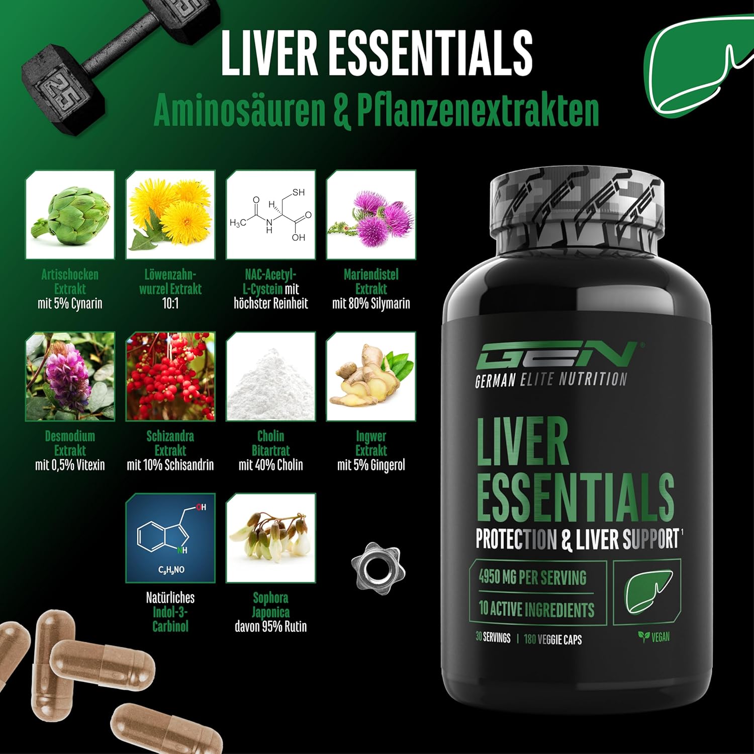 Thumbnail 3 de Liver Essentials – 180 vegane Kapseln mit Leber-Komplex, Mariendistel, Cholin & NAC