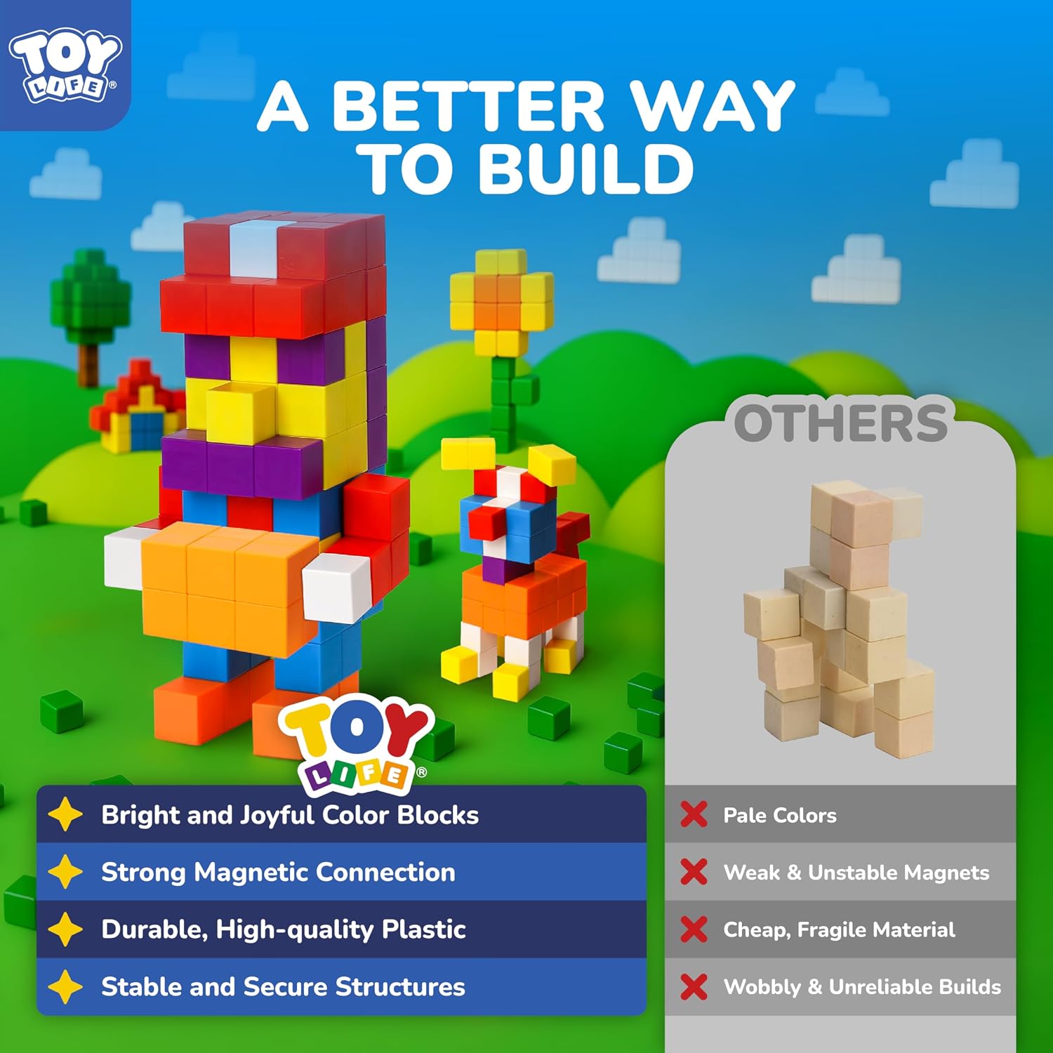 Detalle de 64PCS Magnetic Building Blocks Set (Magnet Cubes) for Kids Ages 3–8