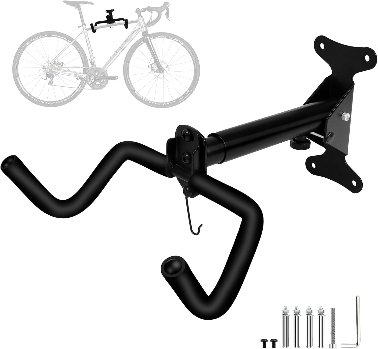 WUFANC Portabici da Muro: Portata 22 kg, supporto regolabile per angolo e distanza