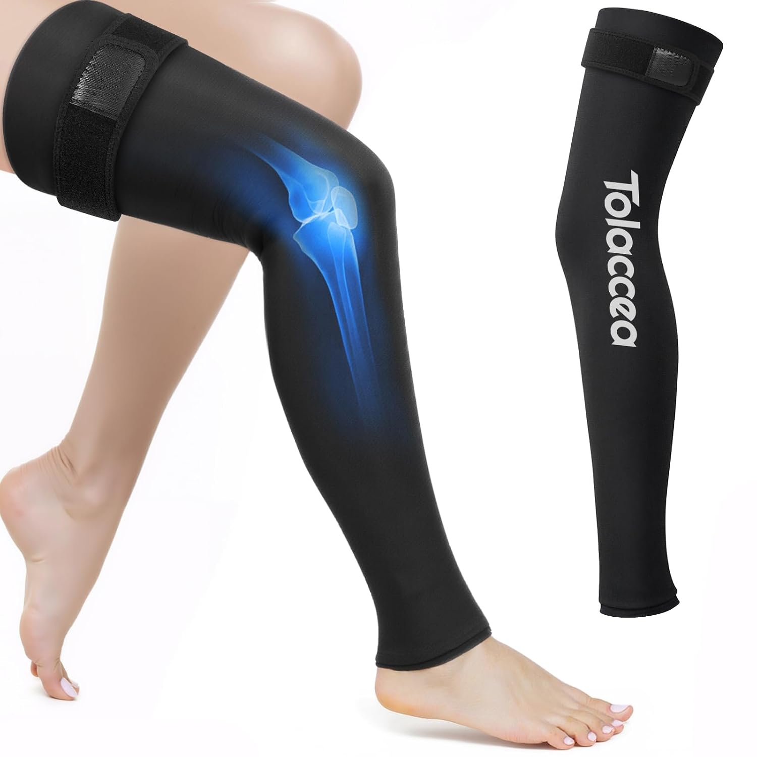 Detalle de Tolaccea CryoArmor verkoelende beenmouw met 360° dekking en herbruikbare gel