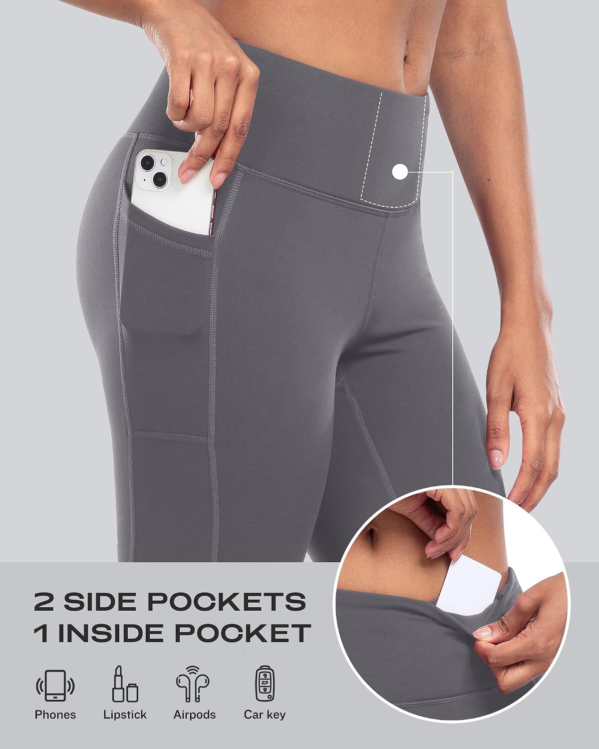 Detalle 2 de CHRLEISURE Fleece Lined Leggings with Pockets for Women