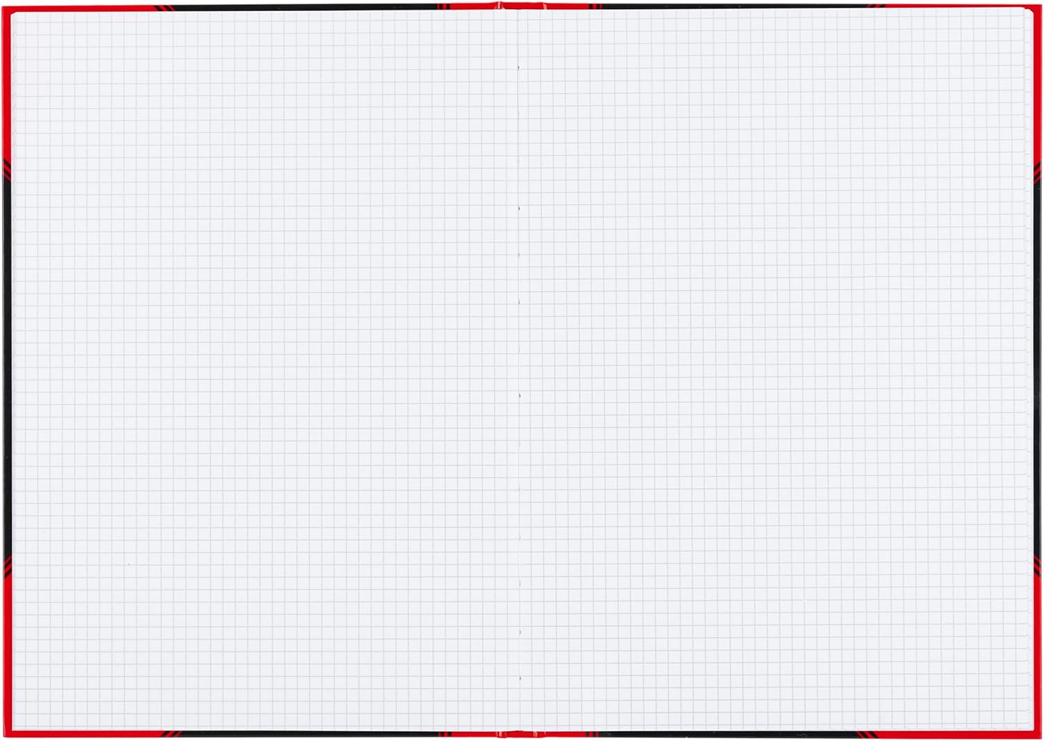 Detalle de Bantex Notizbuch A4 kariert – 3er-Pack, Hardcover, 192 Seiten, schwarz-rot