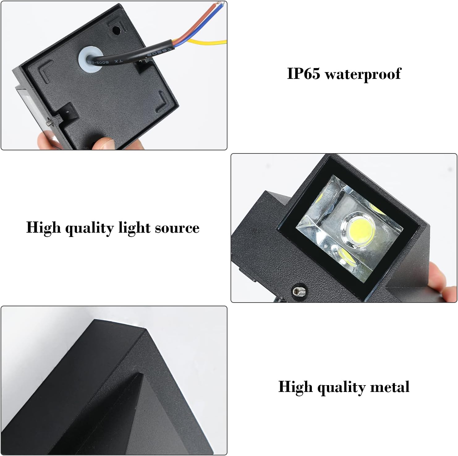 Detalle de Comely 2 pezzi applique da parete esterno LED nere, 5W COB, IP65