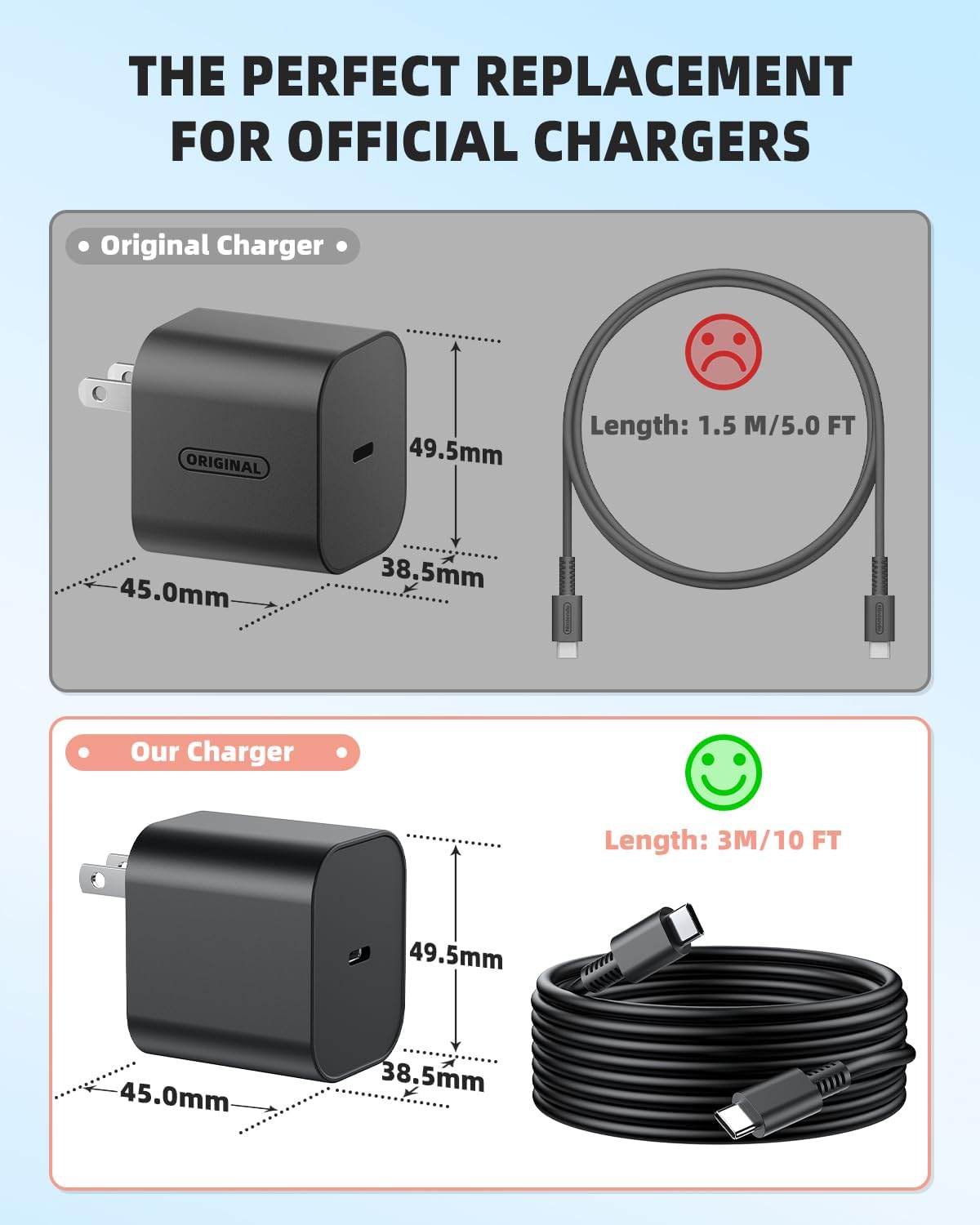 Thumbnail 1 de (10FT) Switch 2 60W AC Charger with Detachable Cable — 20V/3A USB-C Adapter for Switch 2 Dock Mode & TV 4K