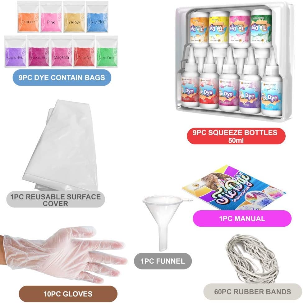 Detalle de Desire Deluxe Tie Dye Kit – 9pc Colour Dye Set for Fabric and Clothes