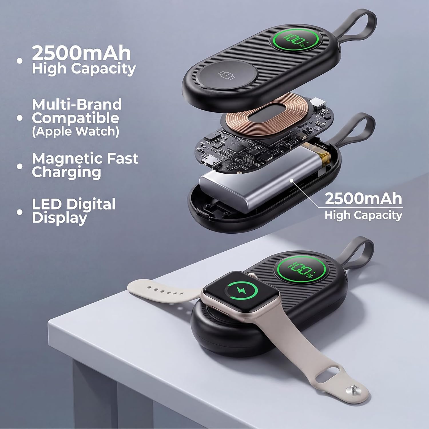 Detalle 2 de Portable Apple Watch Charger 2500mAh
