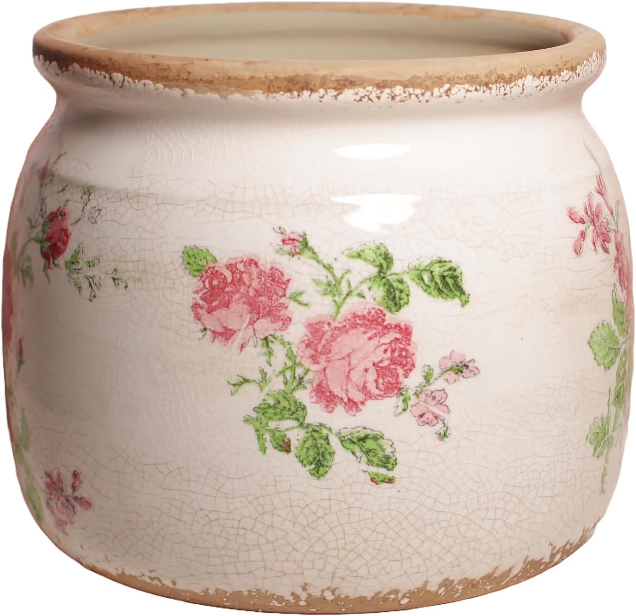 Detalle de Xiaan Jiaju Vintage Floral Ceramic Plant Pot with Drainage Hole