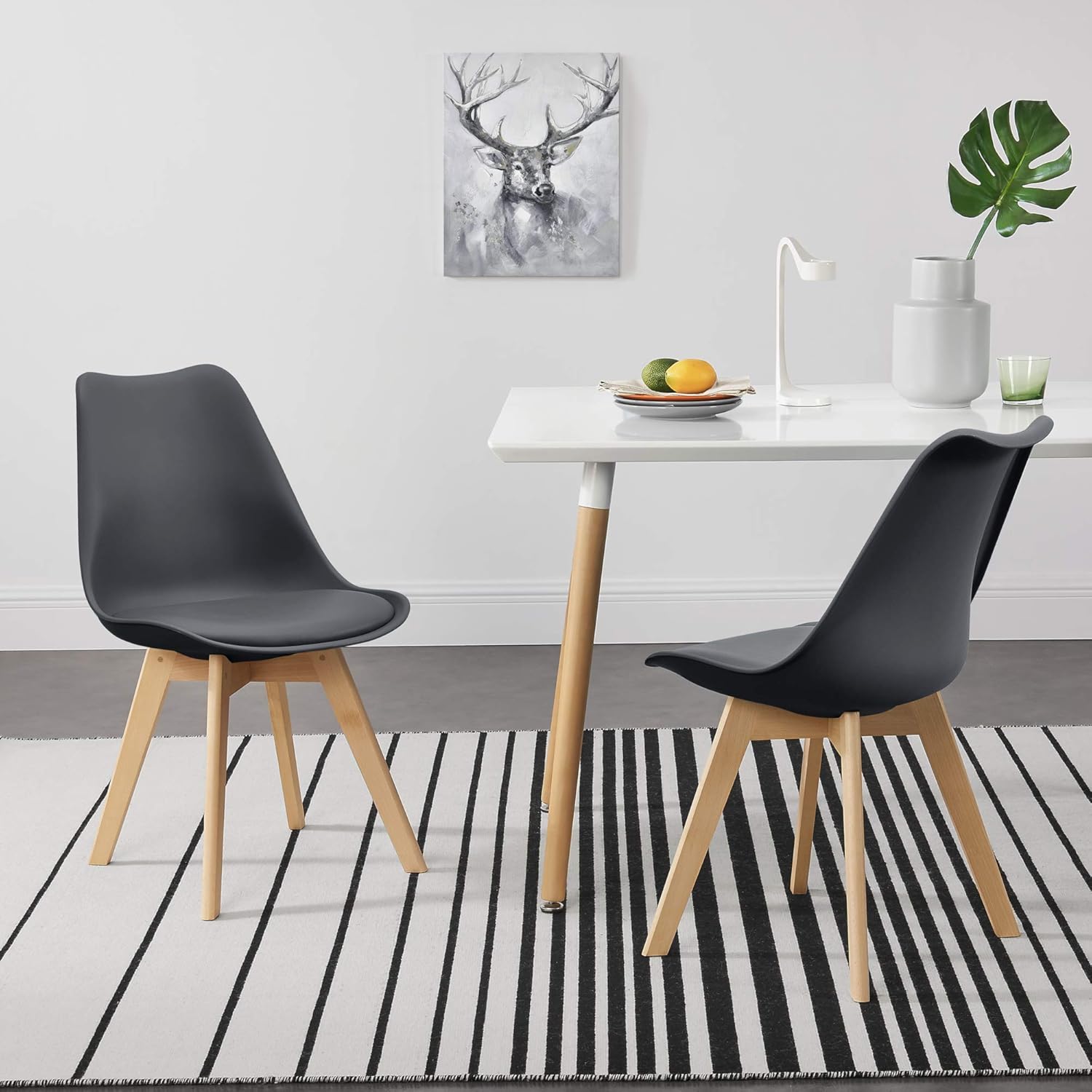 Thumbnail 1 de Set 2 Sedie con Gambe in Faggio e Scocca in Similpelle — Design Ergonomico, Grigio