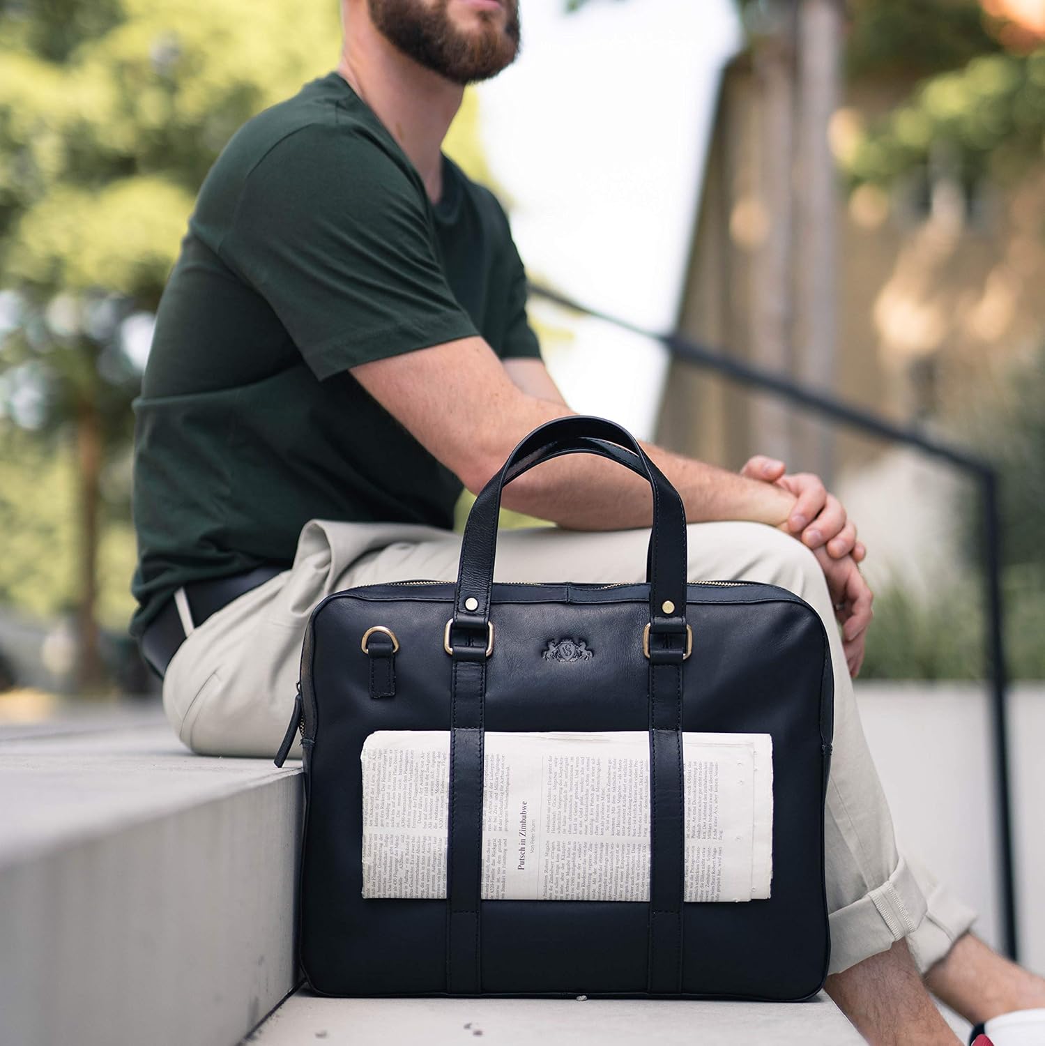Thumbnail 1 de SID & VAIN Maguire Medium Laptop Bag — Real Leather Briefcase for 15.4in Laptops