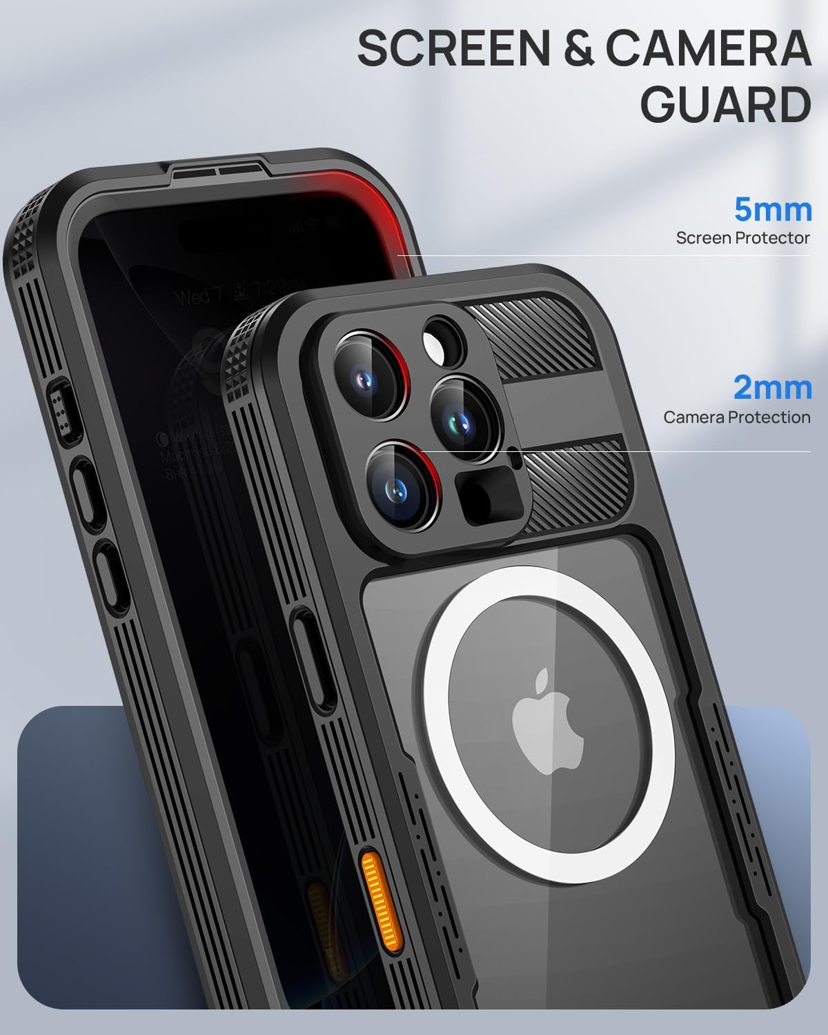 Thumbnail 6 de Lanhiem Magnetic Waterproof Case for iPhone 16 Pro, Anti-Spy Black, IP68