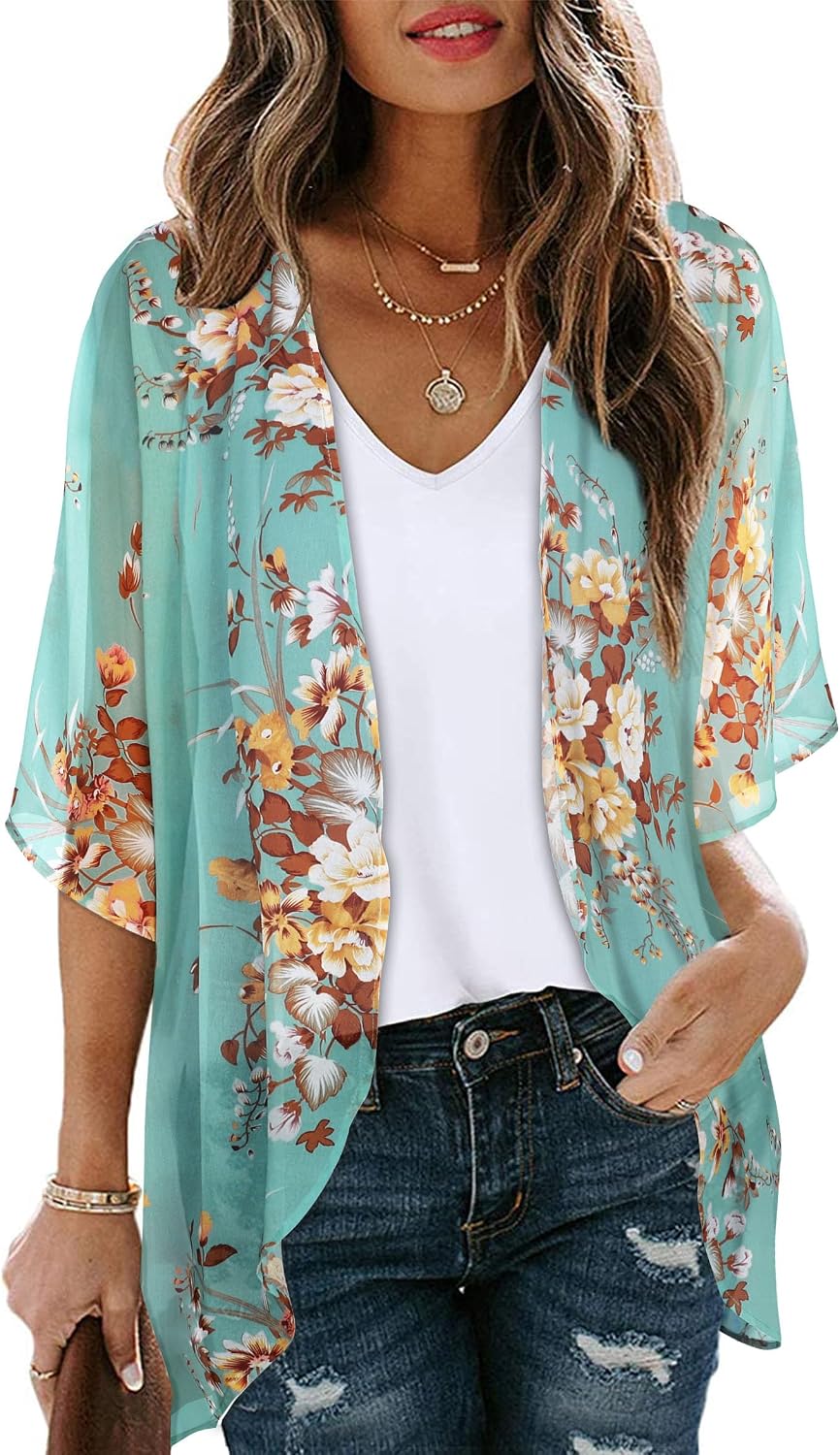 Detalle de CHICGAL Women's Kimono Cardigan in Chiffon