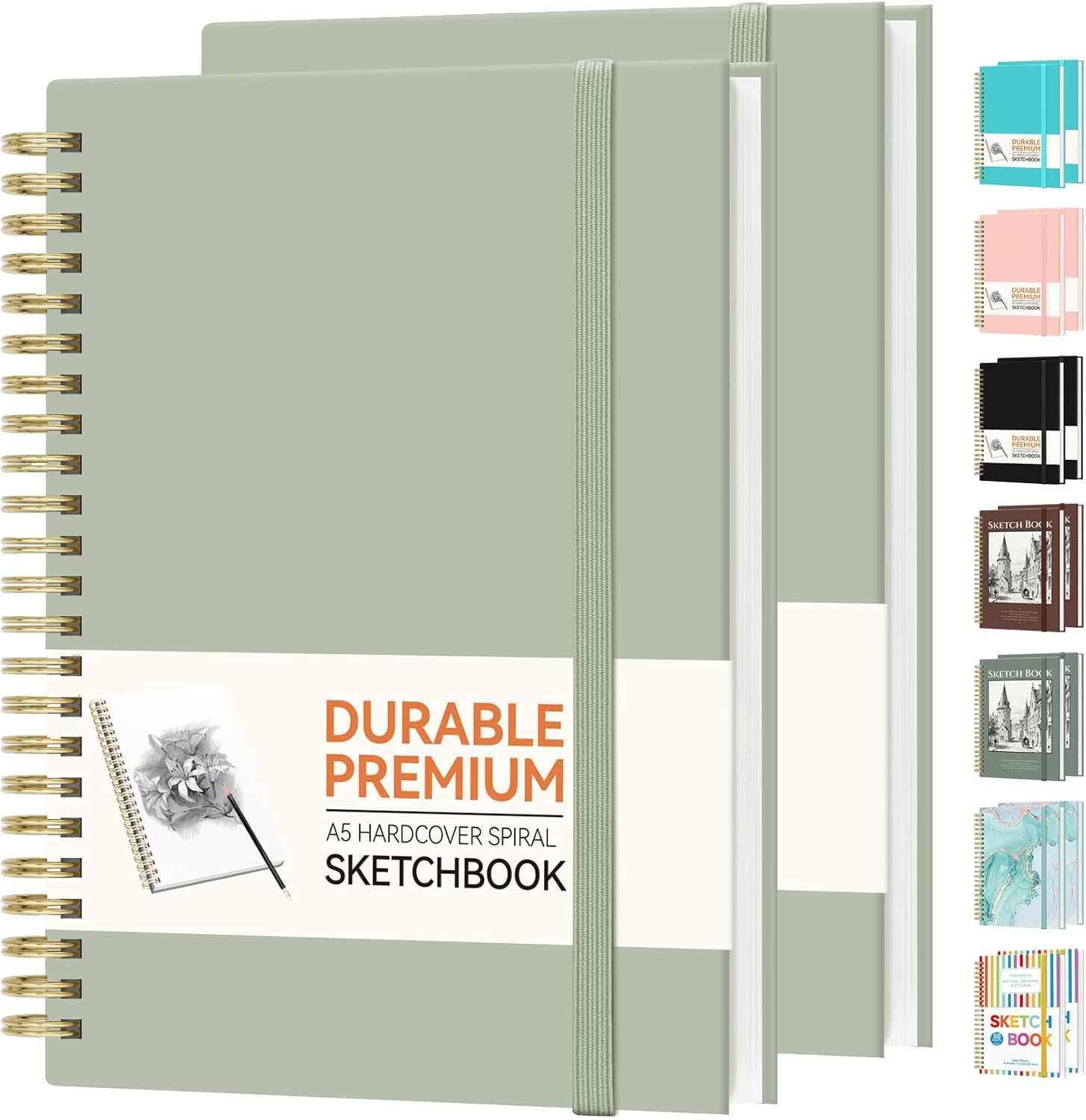 Detalle de Forvencer 2-Pack Spiral Sketchbooks, 8 x 5.6-Inch Hardcover, 100 GSM Paper