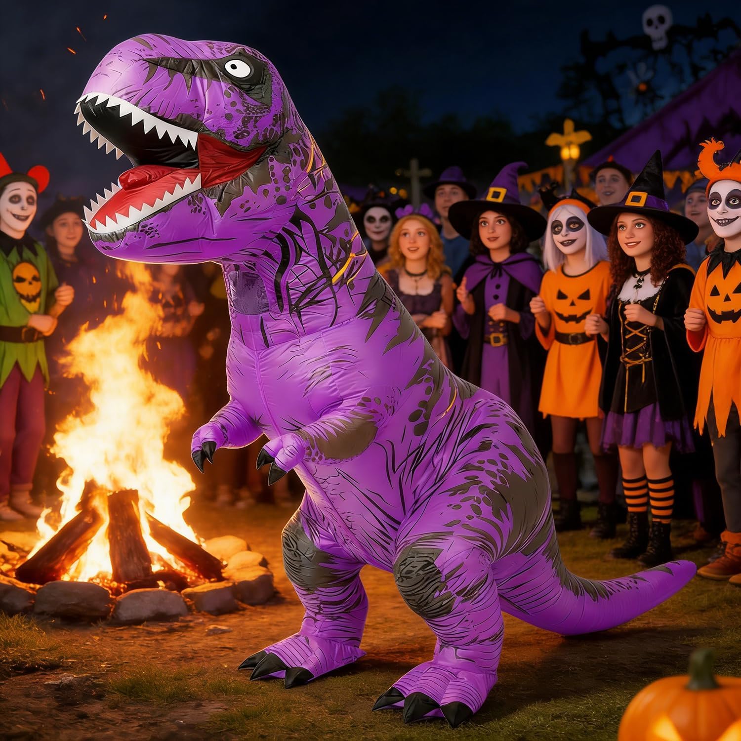 Thumbnail 2 de JASHKE Inflatable Dinosaur Costume Adult – Blow-Up T-Rex Fancy Dress