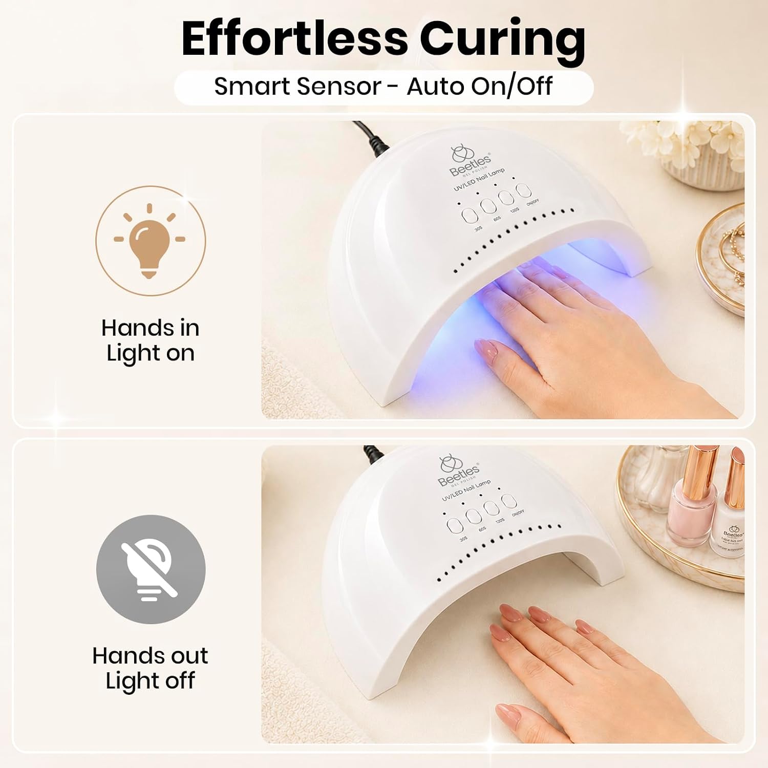Detalle de beetles Gel Polish Beetles UV Nail Lamp with 3 Timer Settings (30/60/120s) — White