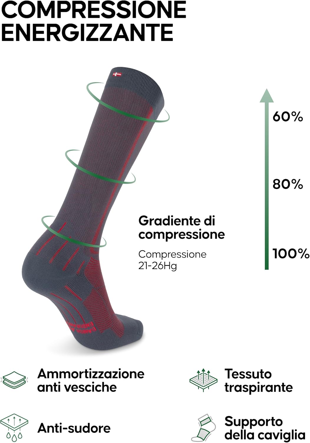 Thumbnail 1 de DANISH ENDURANCE calze a compressione graduata uomo/donna 21-26 mmHg (1 paio)