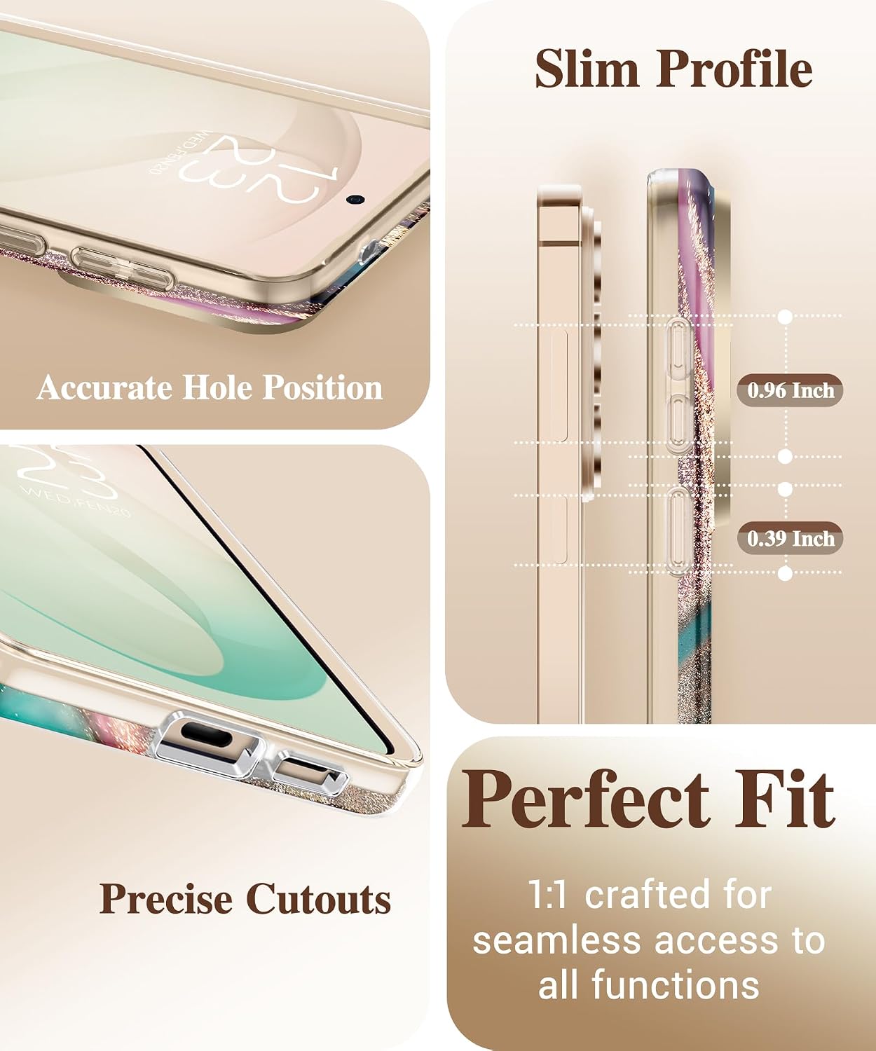 Detalle 2 de GVIEWIN Marble Case for Samsung Galaxy S26 Plus with Slide Camera Cover and HD Screen Protector