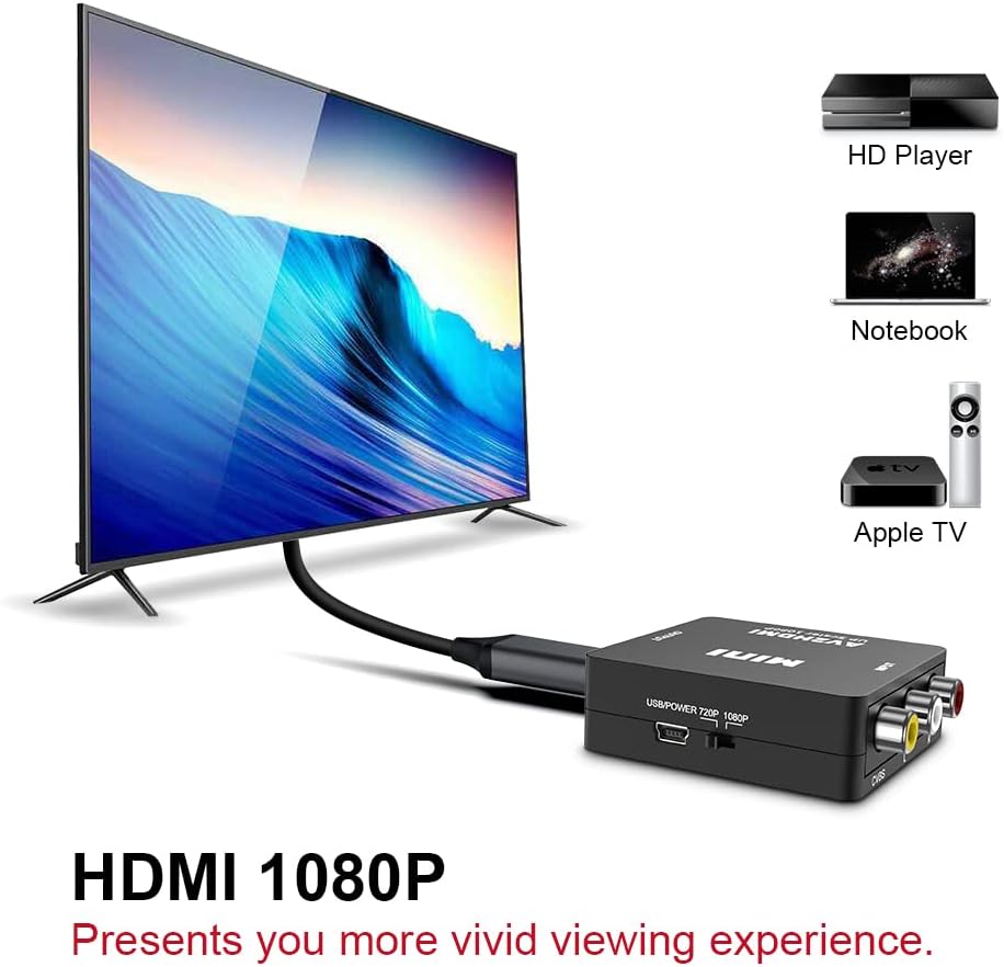 Thumbnail 2 de UPGROW RCA to HDMI Converter — 1080P Mini CVBS to HDMI Video/Audio for NTSC/PAL Devices