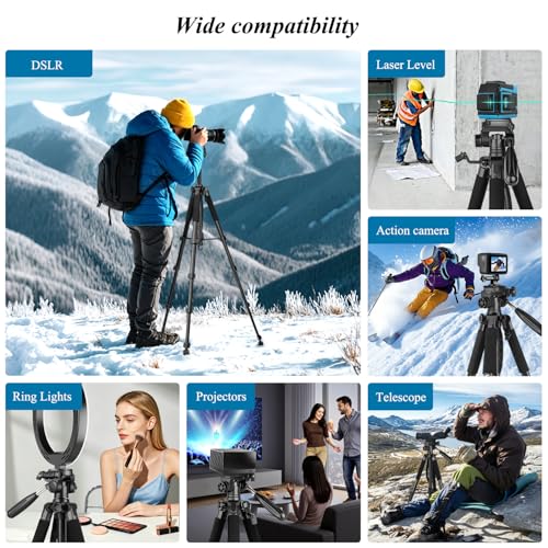 Detalle de VICTIV 74” Camera Tripod with Phone Holder: Versatile Tall & Compact Stand