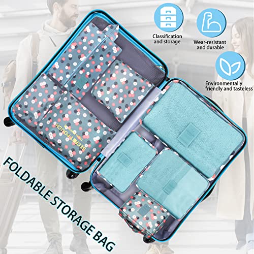 Detalle de Coolzon Organizador de Equipaje 8 en 1: set impermeable para empacar con cubos de malla y asas