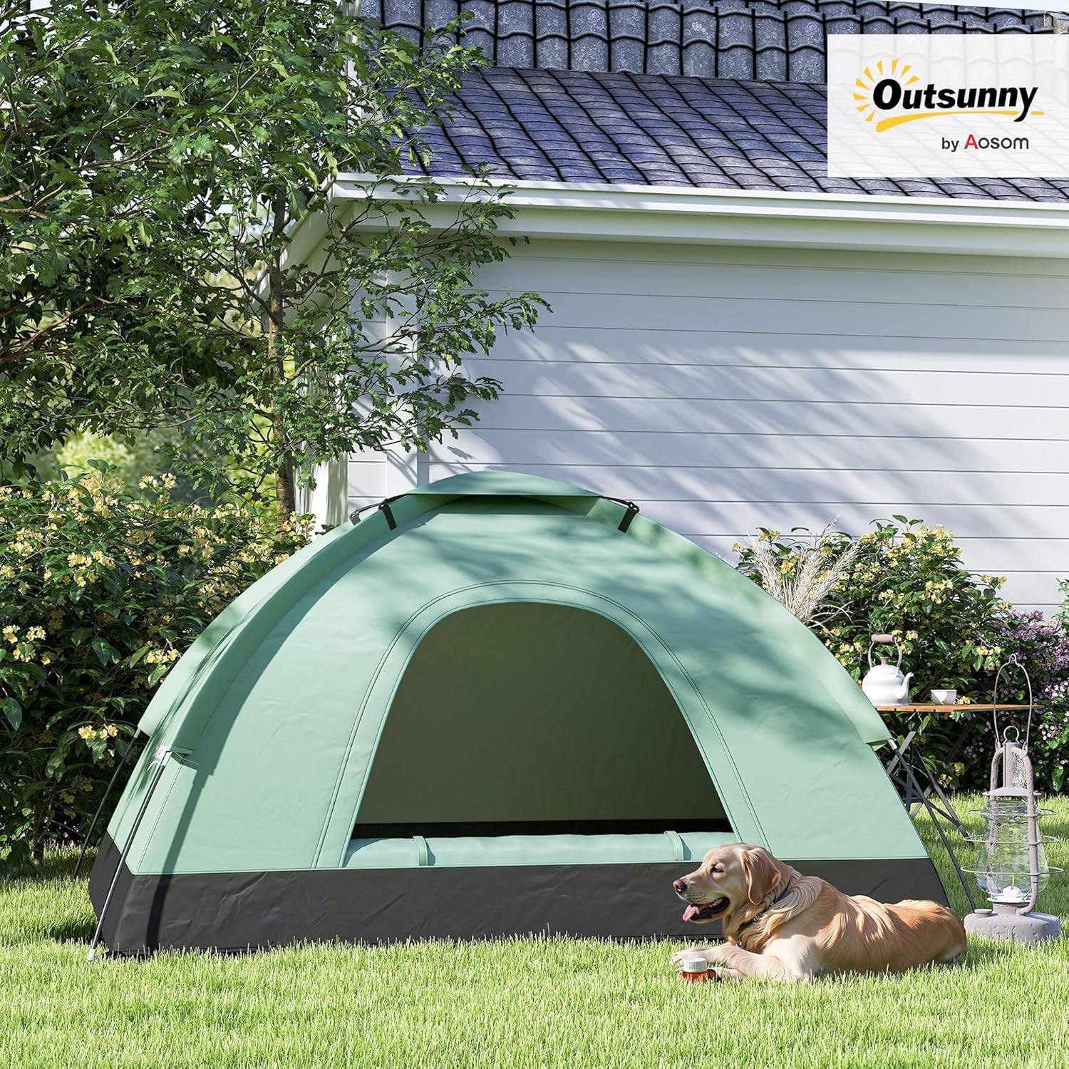 Thumbnail 1 de Outsunny Tente de camping 2 personnes camouflage en dôme légère (ventilée) avec arceaux croisés et sac de transport