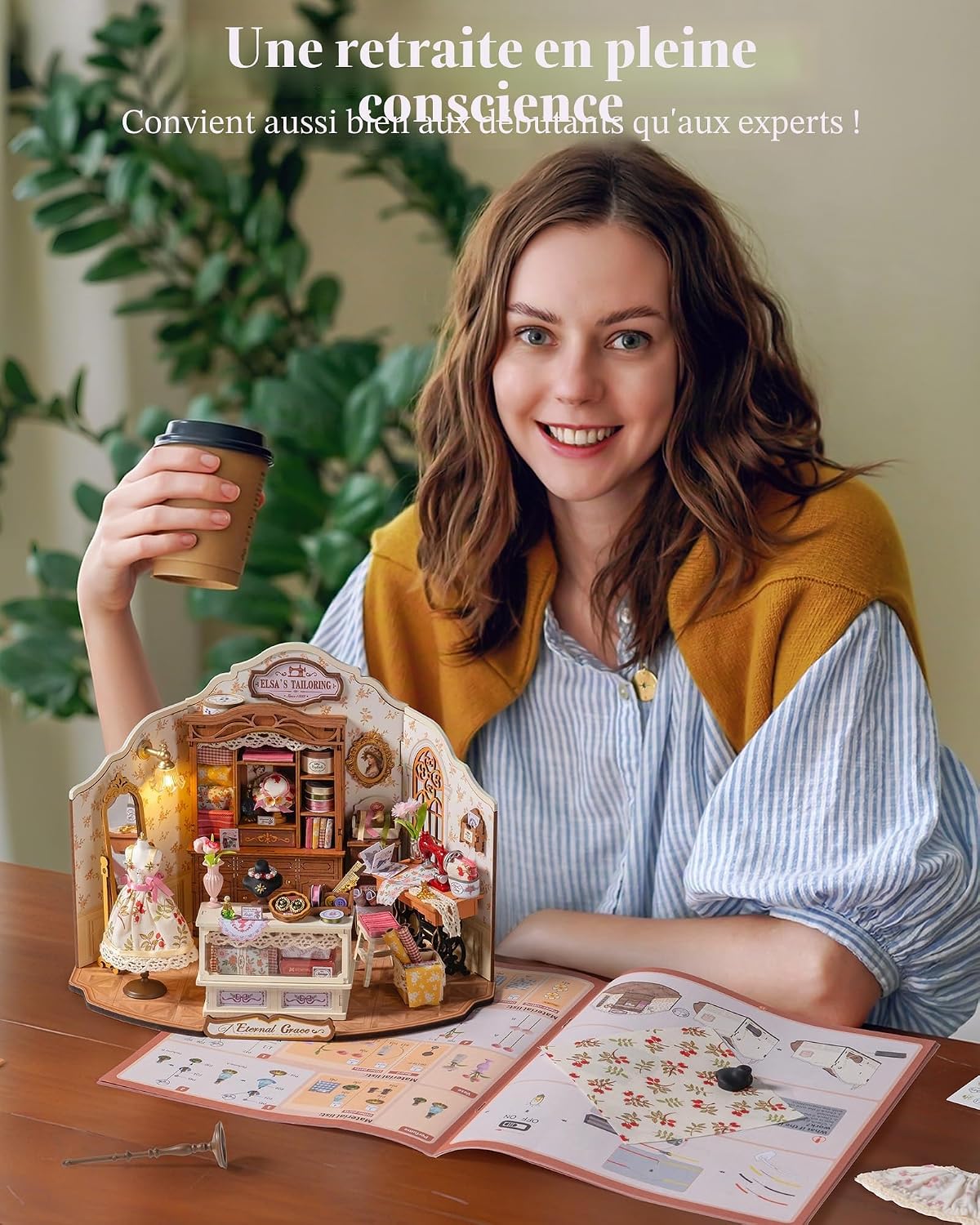 Thumbnail 6 de Kit miniature DIY Rolife Maison de Poupée Atelier de Couture d’Elsa (style vintage rustique) – décoration & veilleuse