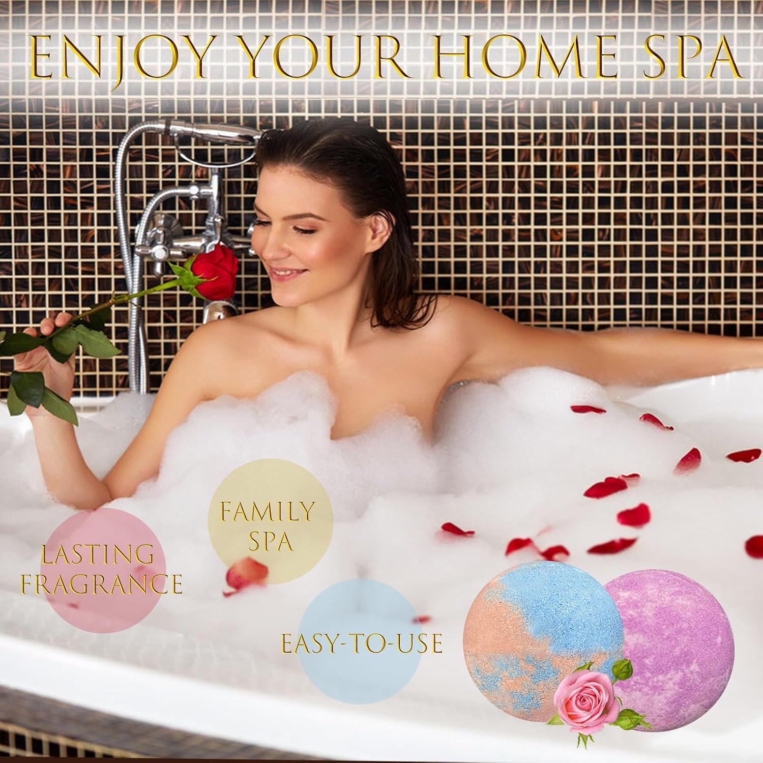 Detalle de Bath Bombs for Women Gift Set: 15 Handmade Bubble Bathbombs with Shea & Cocoa Butter