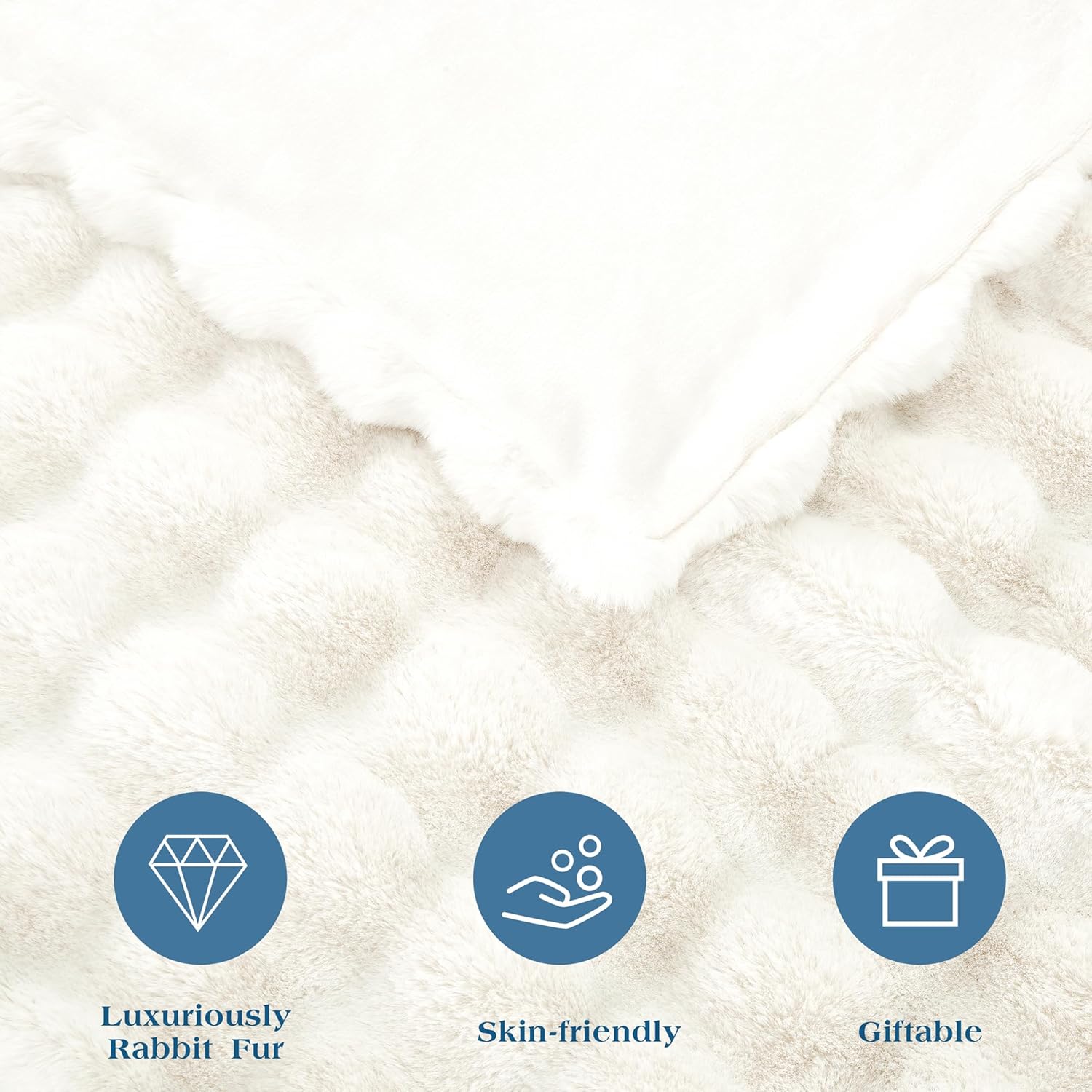 Detalle 2 de JONIYEAR Soft Fuzzy Bubble Faux Rabbit Fur Blanket 50"