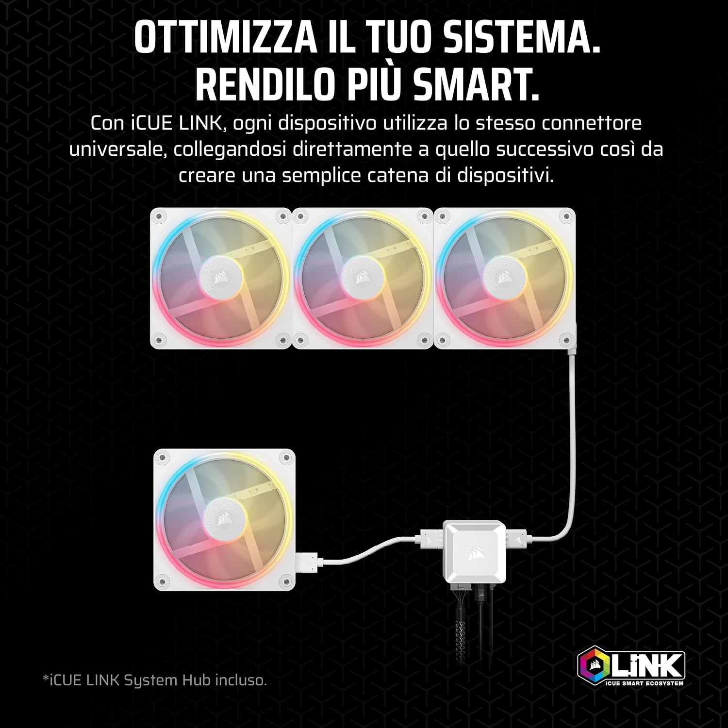 Thumbnail 4 de CORSAIR iCUE LINK LX120-R RGB 120mm Ventole PWM 3 pezzi