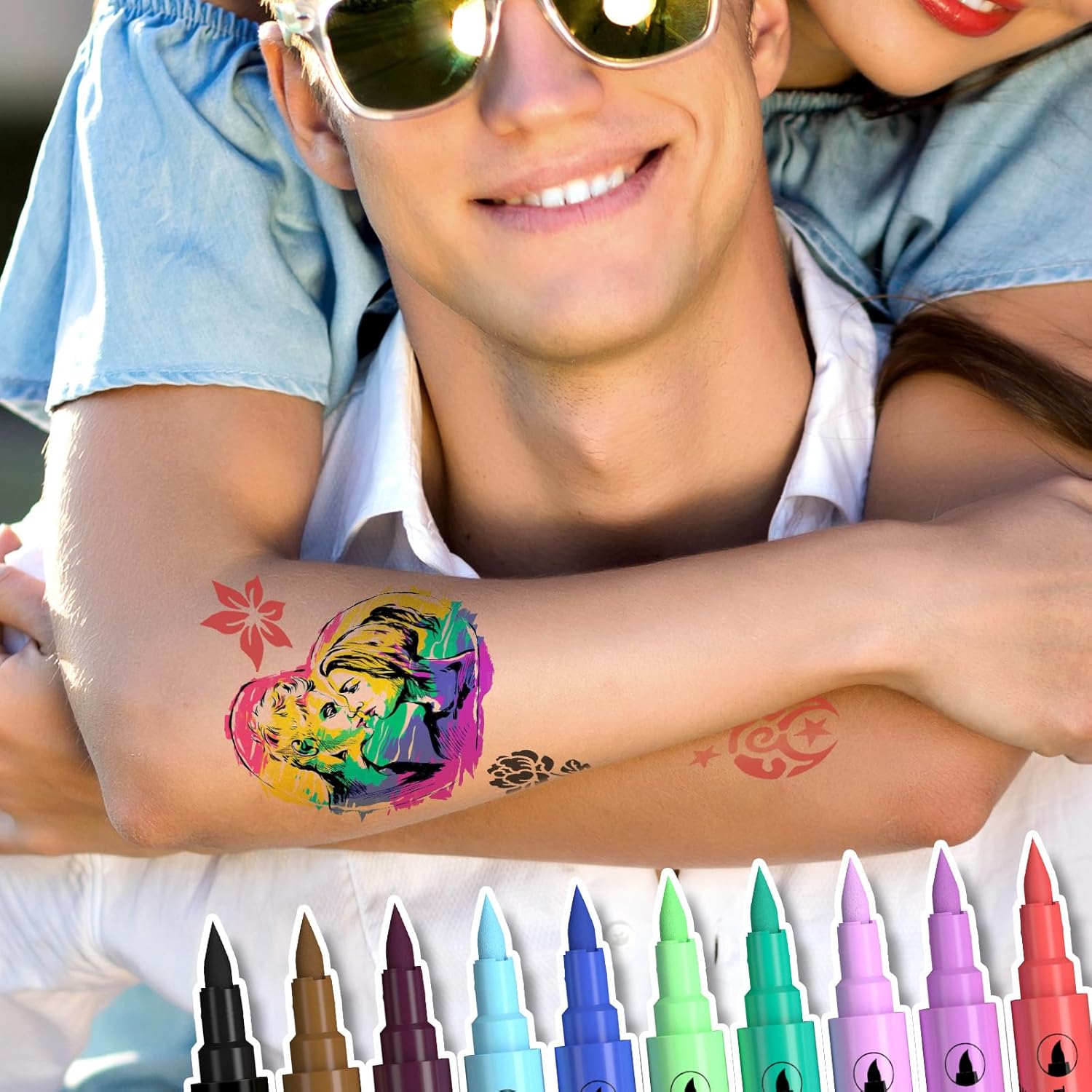 Detalle 2 de PFARRER Temporäre Tattoo Marker 10 Farben