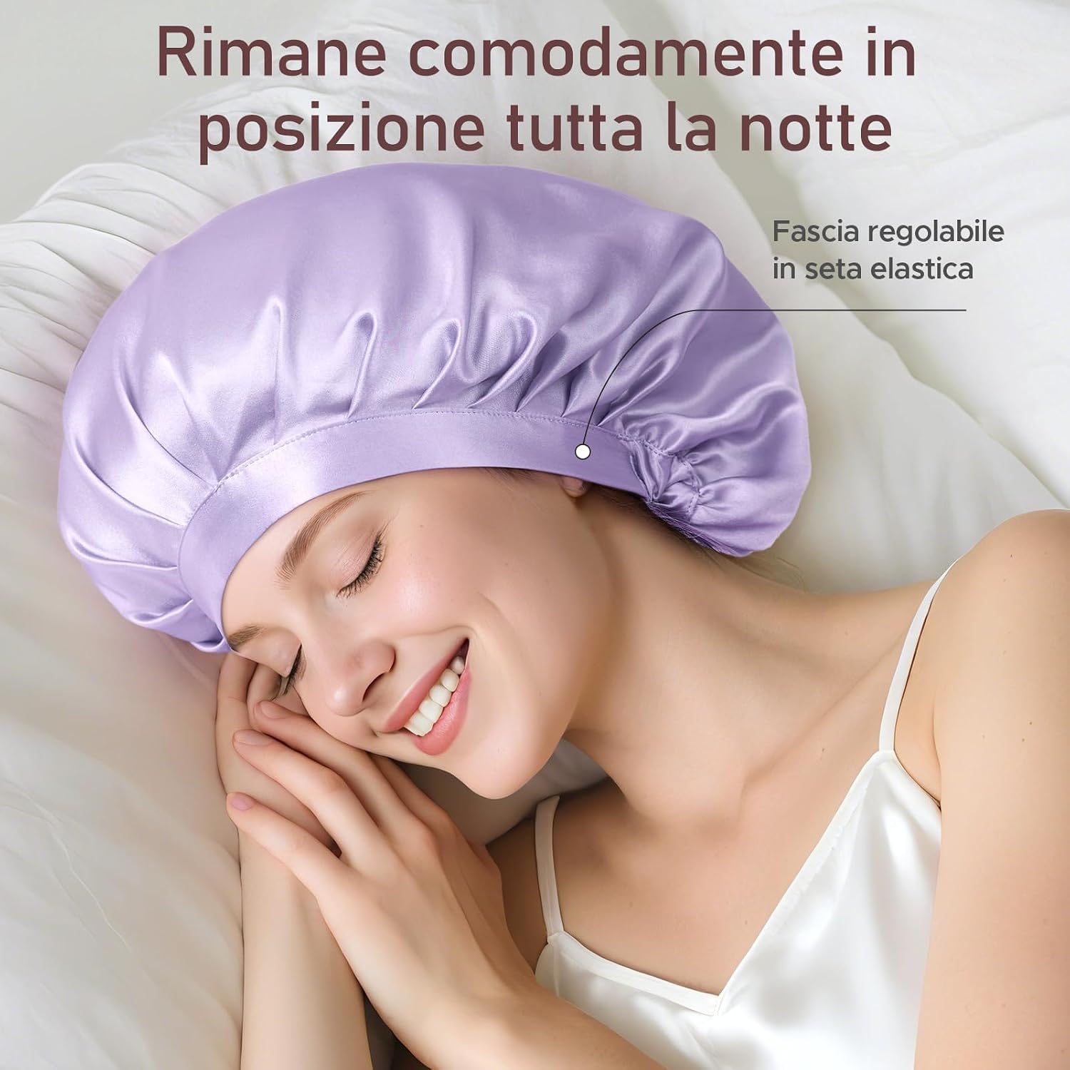 Detalle 2 de LitBear 22 Momme bonnet in seta 22 Momme per dormire
