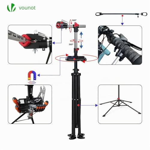 Thumbnail 6 de VOUNOT Support de Réparation Vélo Pied d’Atelier Hauteur Réglable et Rotatif 360° avec Plateau Magnétique