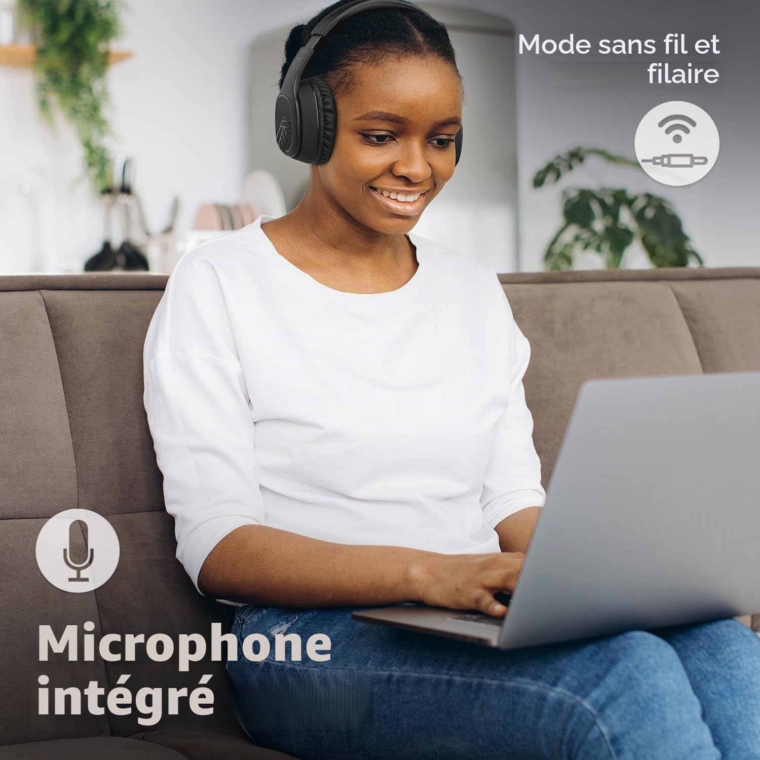 Thumbnail 6 de PowerLocus Casque Bluetooth sans Fil – 60 Heures d’autonomie, micro, pliable et confort sur l’oreille