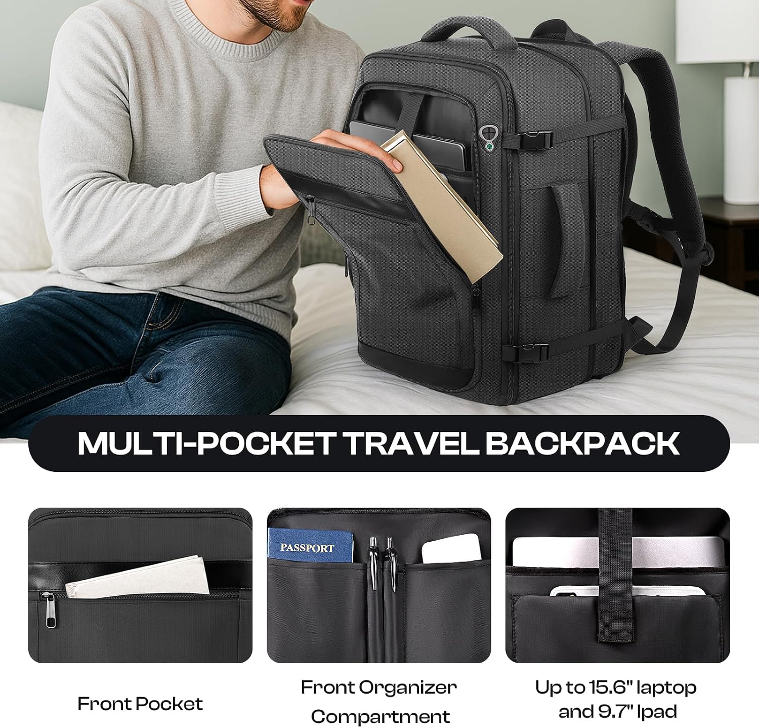Detalle de Expandable Travel Laptop Backpack, 17.3-Inch
