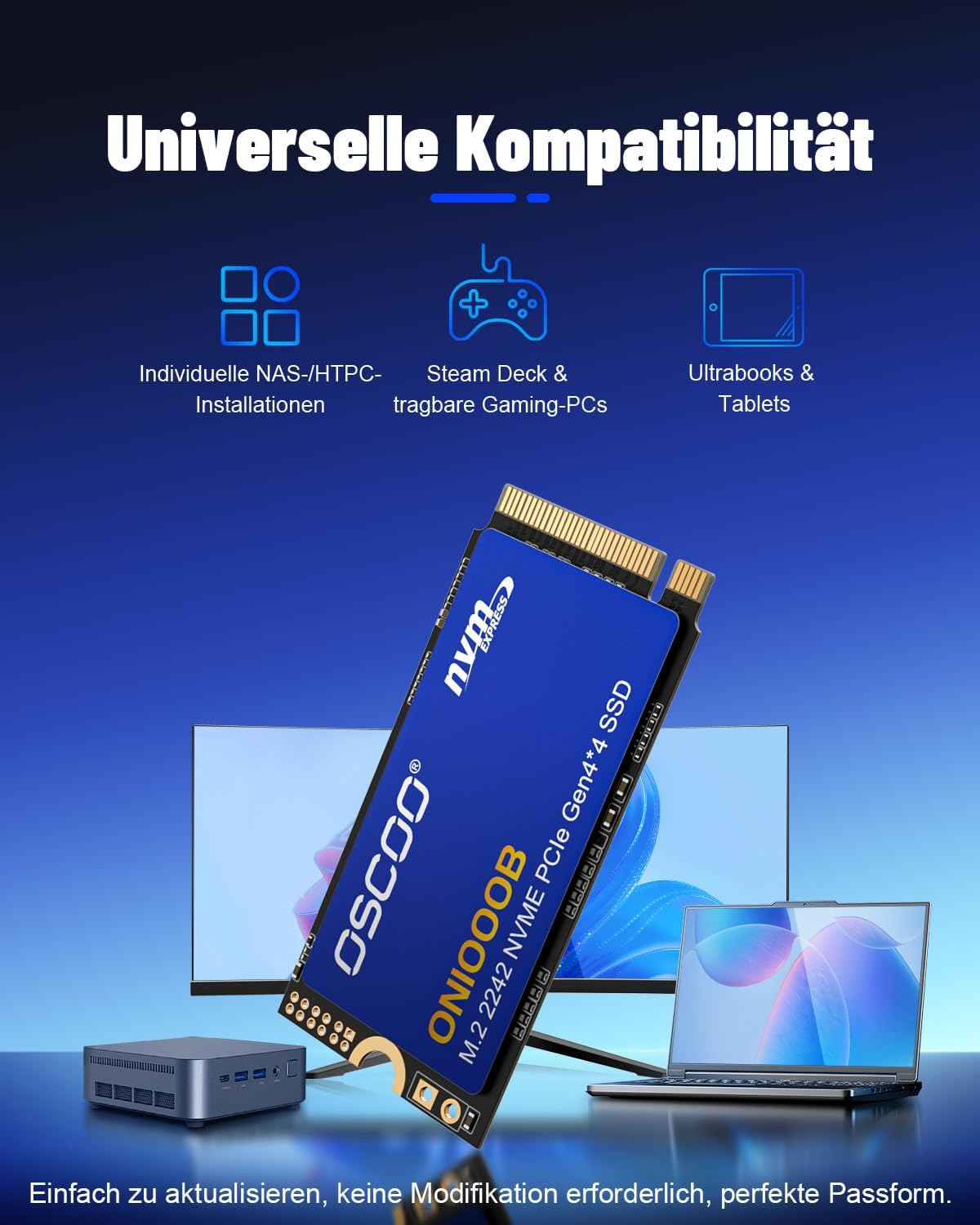 Detalle 2 de OSCOO 512GB NVMe SSD (M.2 2242, Gen4x4) for Ultrabooks & Mini PCs — ON1000B