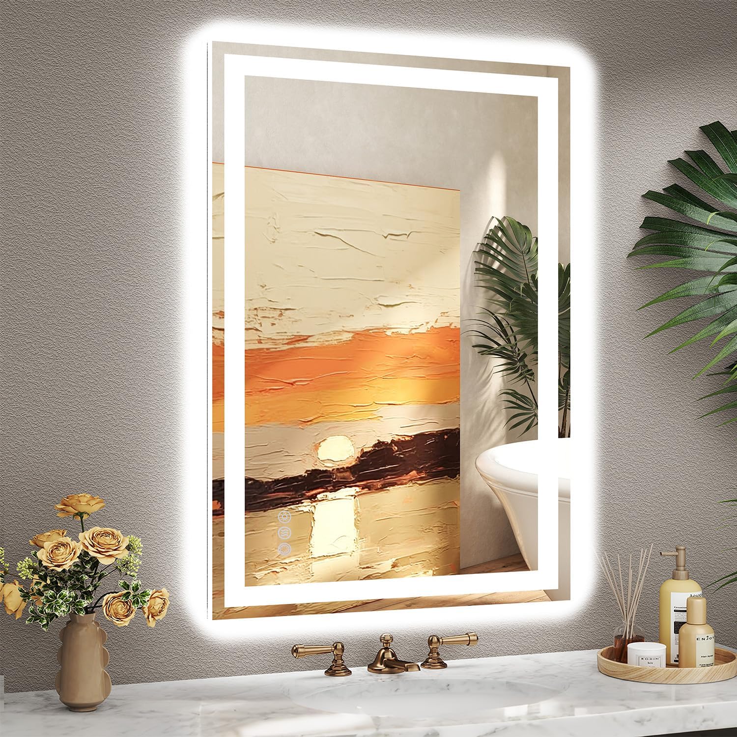 Detalle de Callsky 24 x 36 LED Bathroom Mirror, Front and Backlit, Anti-Fog