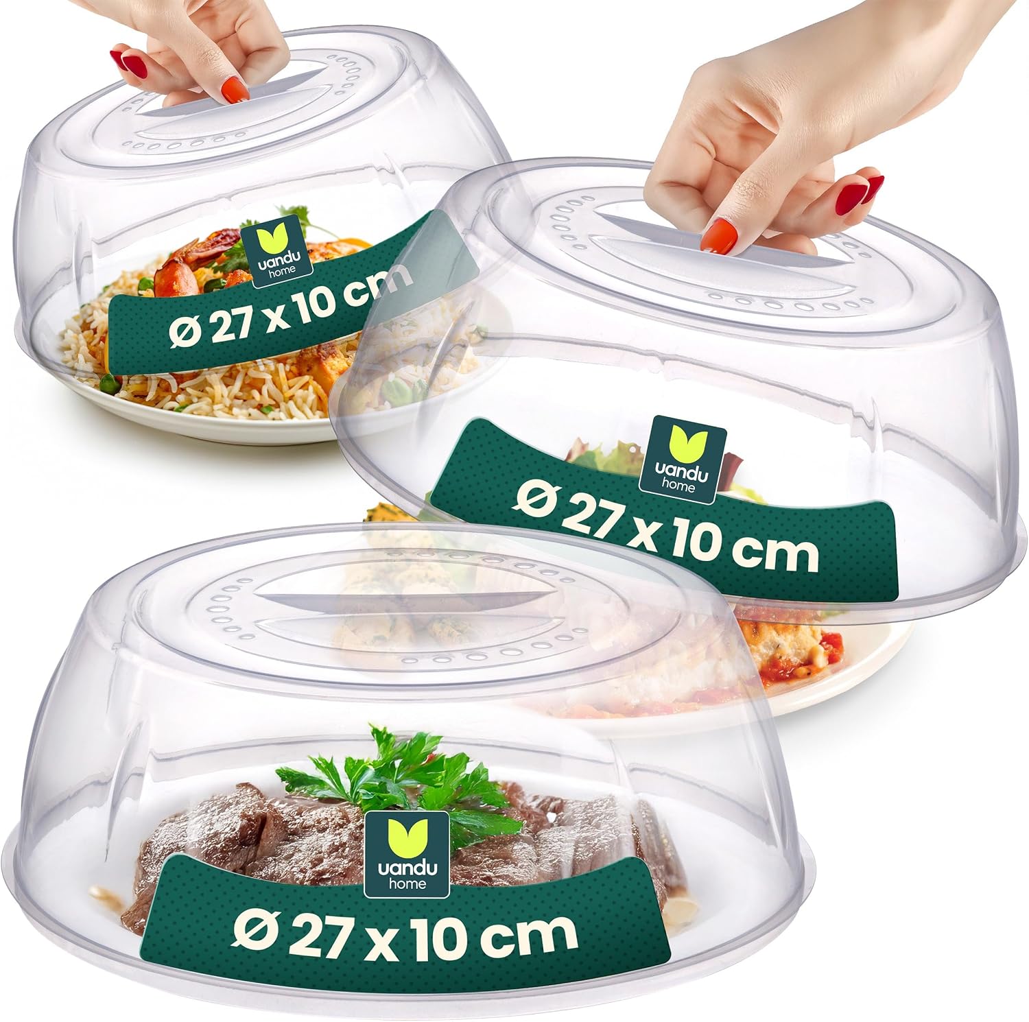 Thumbnail 6 de uandu Mikrowellen Abdeckung Ø 27 cm – Mikrowellenhaube mit Griff, Spritzschutz, BPA-frei