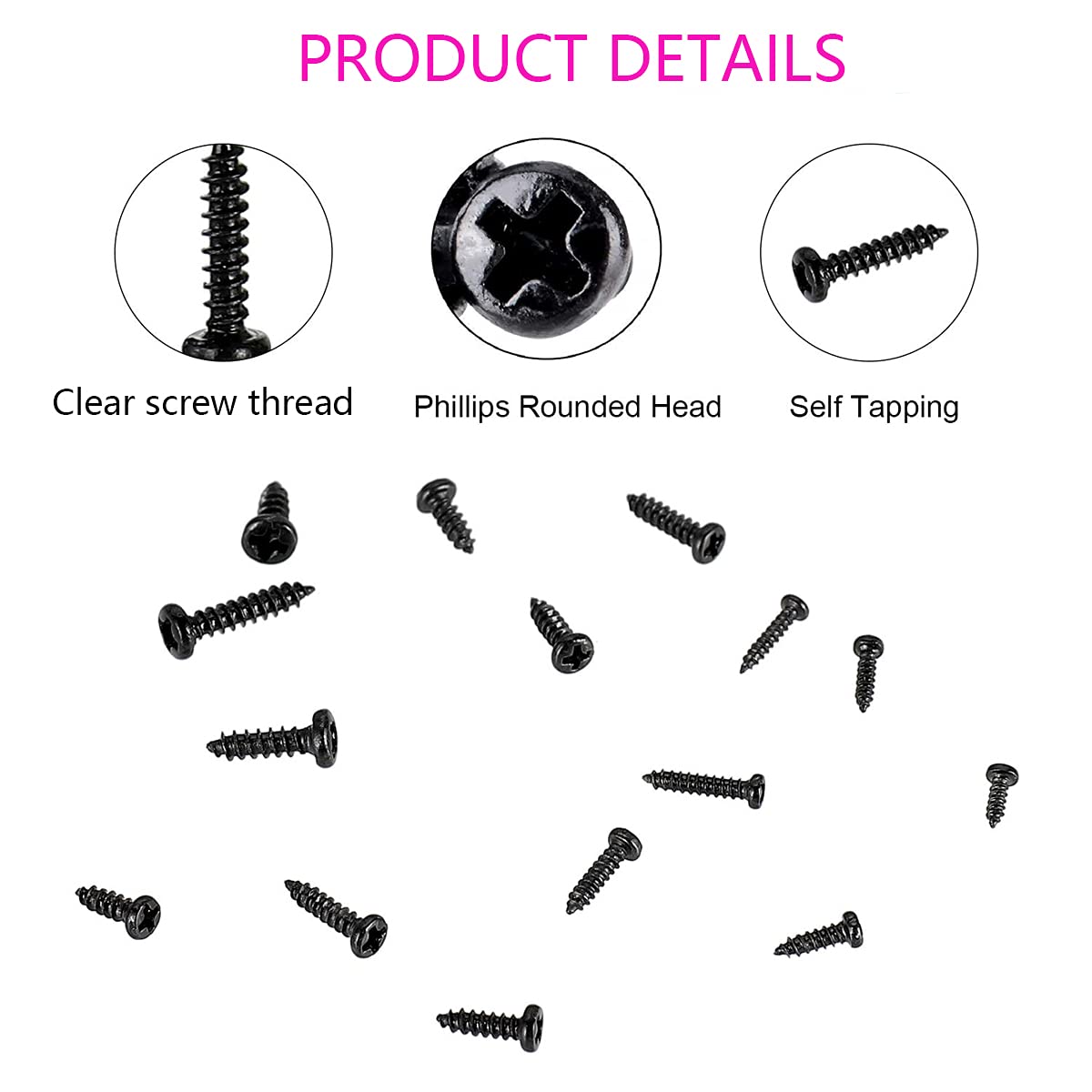 Thumbnail 2 de TAIANJI 1000 Pcs Micro Screws Set – M1 to M1.7 in 10 Sizes, Black