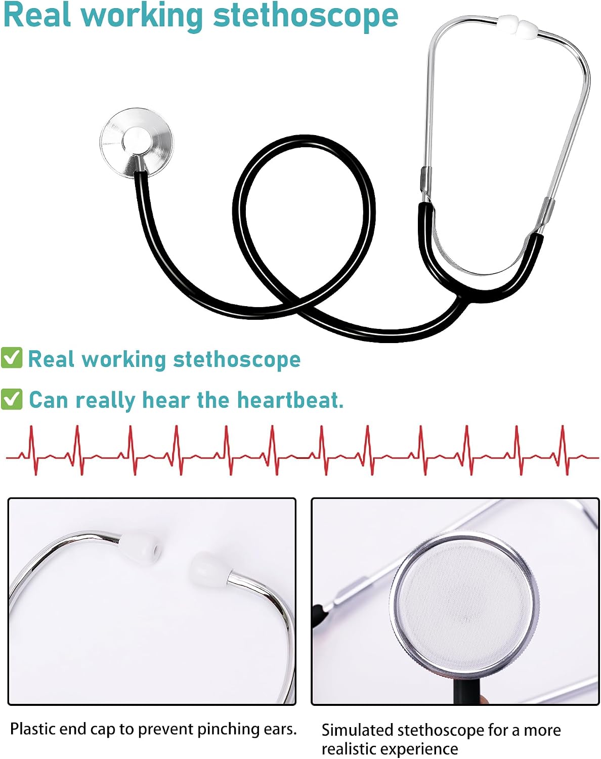Detalle 1 de ICECUTE Kids' Doctor Scrubs Costume, 7-Piece Set with Working Stethoscope