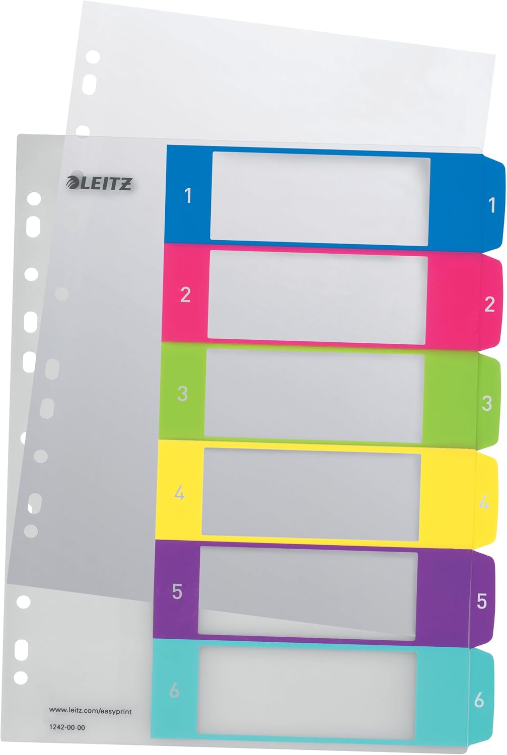 Detalle de Leitz Intercalaires WOW 1-10 A4 Extra-Large – Imprimables sur PC, Plastique Ultra-Résistant, Multicolore