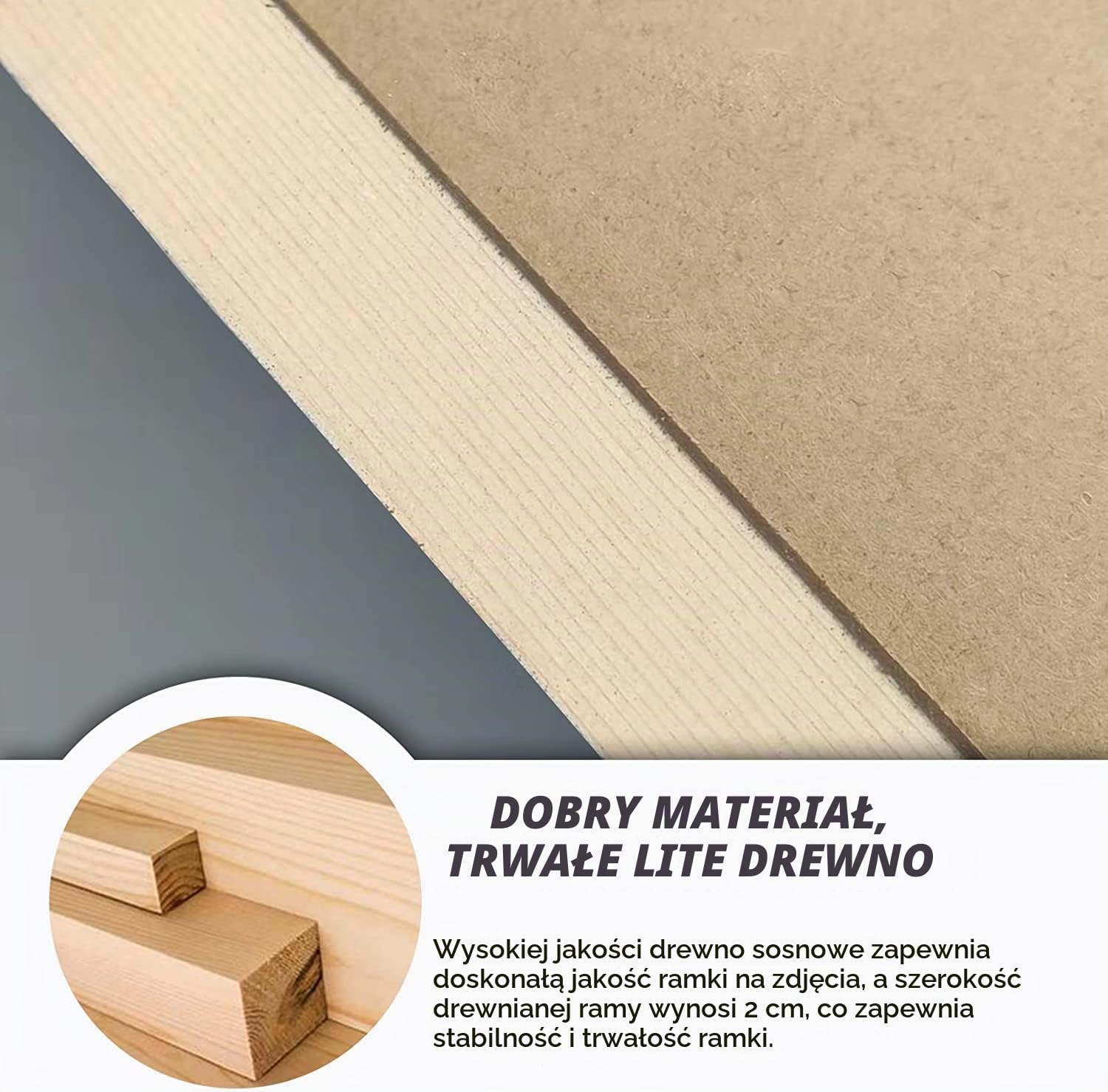 Detalle 2 de DTXDTech ramka na zdjęcia 30 × 40 cm z litego drewna, czarna, z osłoną akrylową