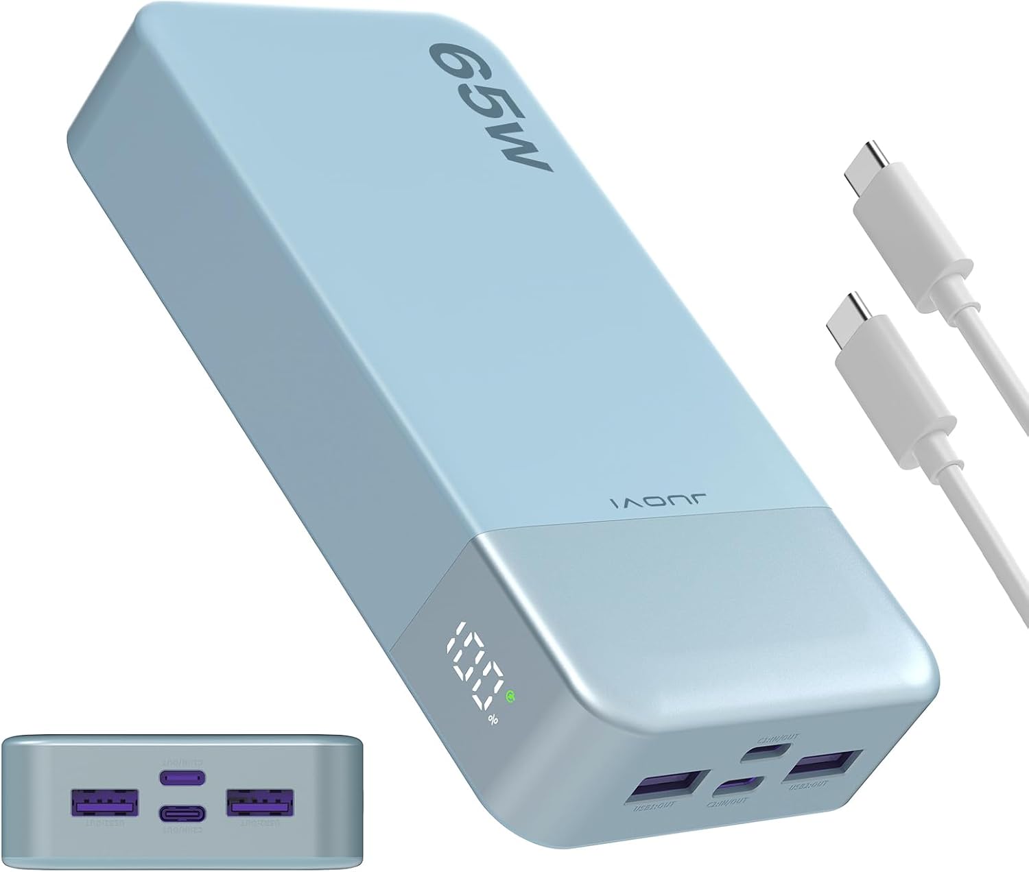 Detalle de JUOVI 65W Power Bank: 20000mAh Laptop Portable Charger