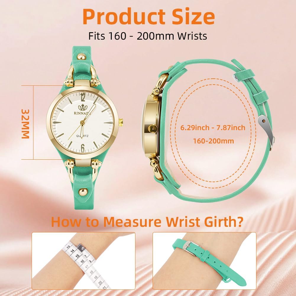 Detalle de OFFCUP Orologio da donna analogico al quarzo con cinturino in pelle e movimento a tre lancette