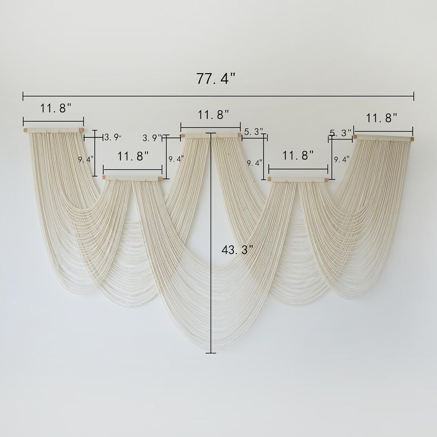 Thumbnail 4 de IOWER Ivory Macrame Wall Hanging, Handmade Geometric Fiber Wall Art